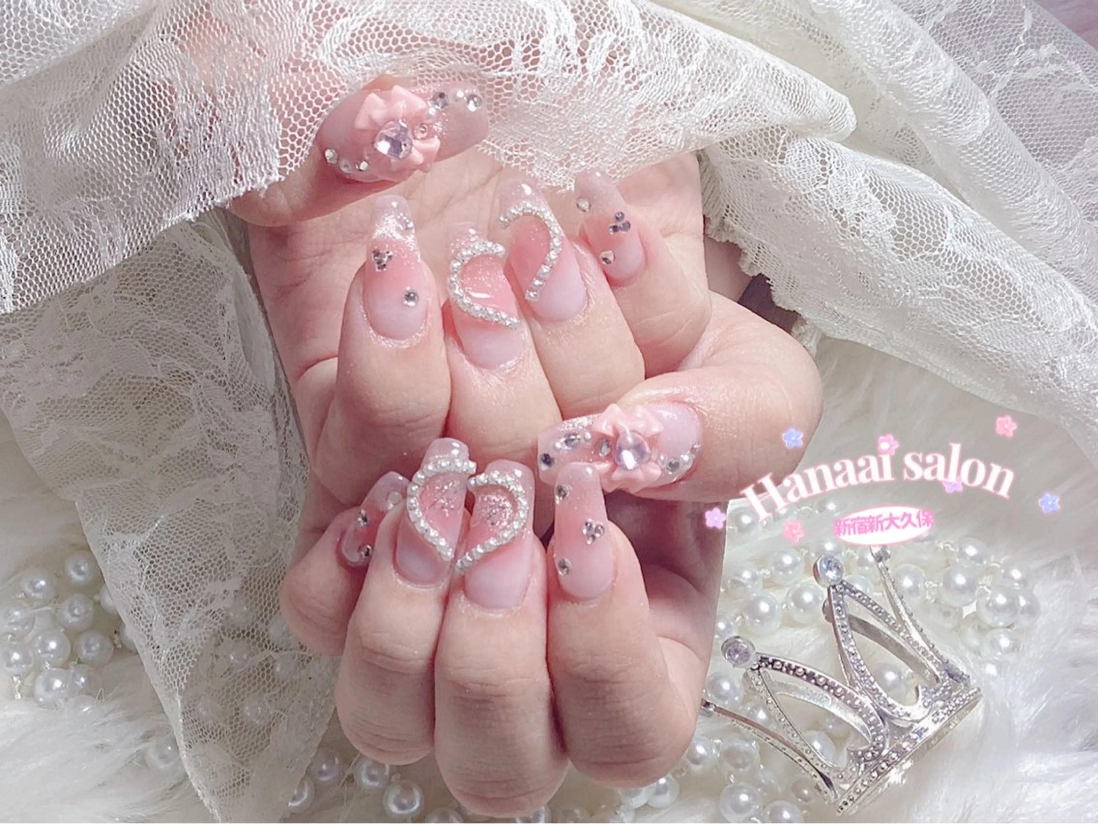 セミロング ハンドネイル Hanaai Salon新大久保店のネイルデザイン