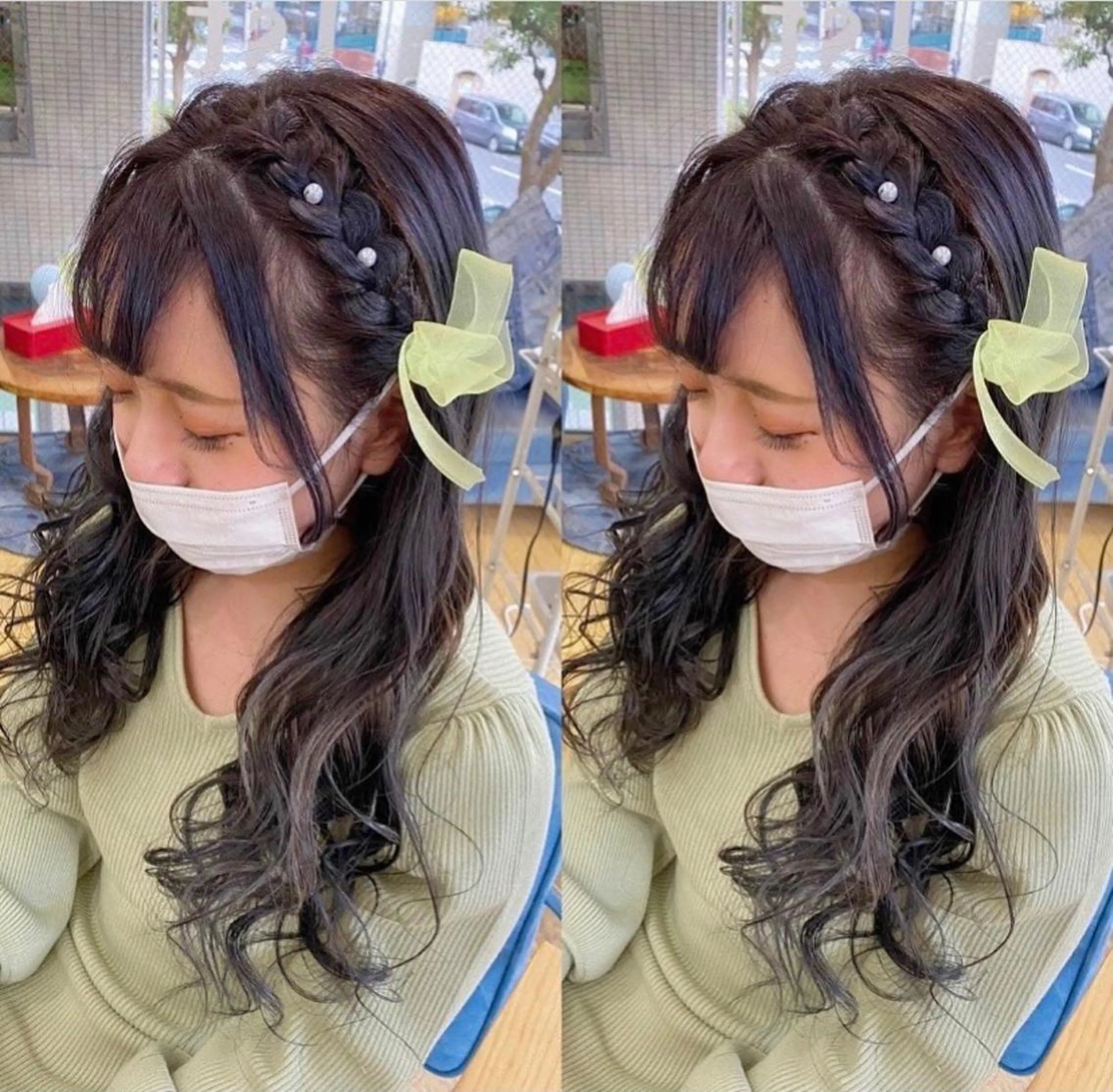 ロング ヘアアレンジ エクステ 外国人風カラー ハイライト 髪質改善 韓国風ヘア モモカ/ハイトーン /バレイヤージュのヘアスタイル