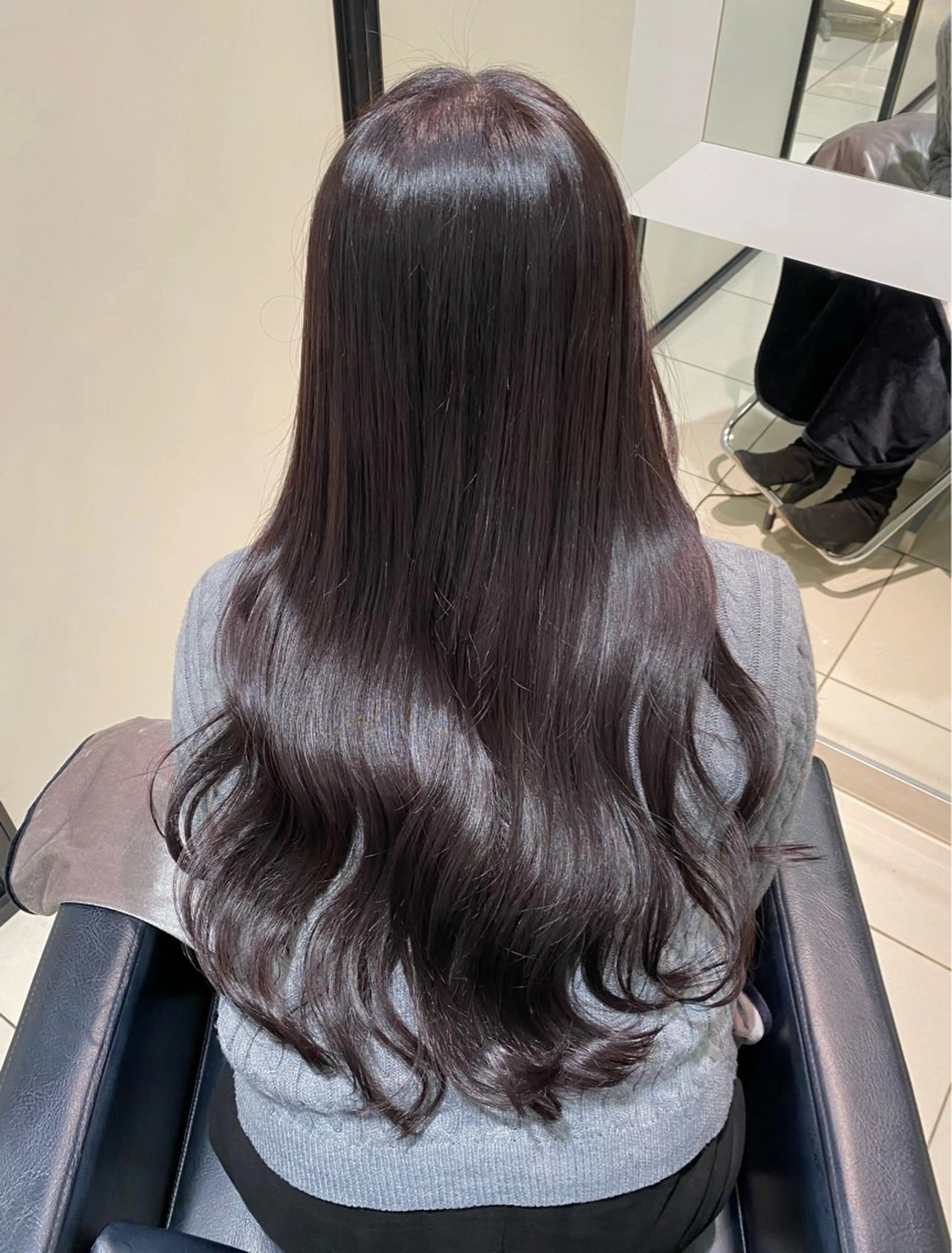 ロング カラー グレージュ ラベンダーカラー ラベンダーグレージュ ラベンダーグレー カット ヘアカラー トリートメント グレージュ/透明感/ 韓国ヘア/RISAのヘアスタイル