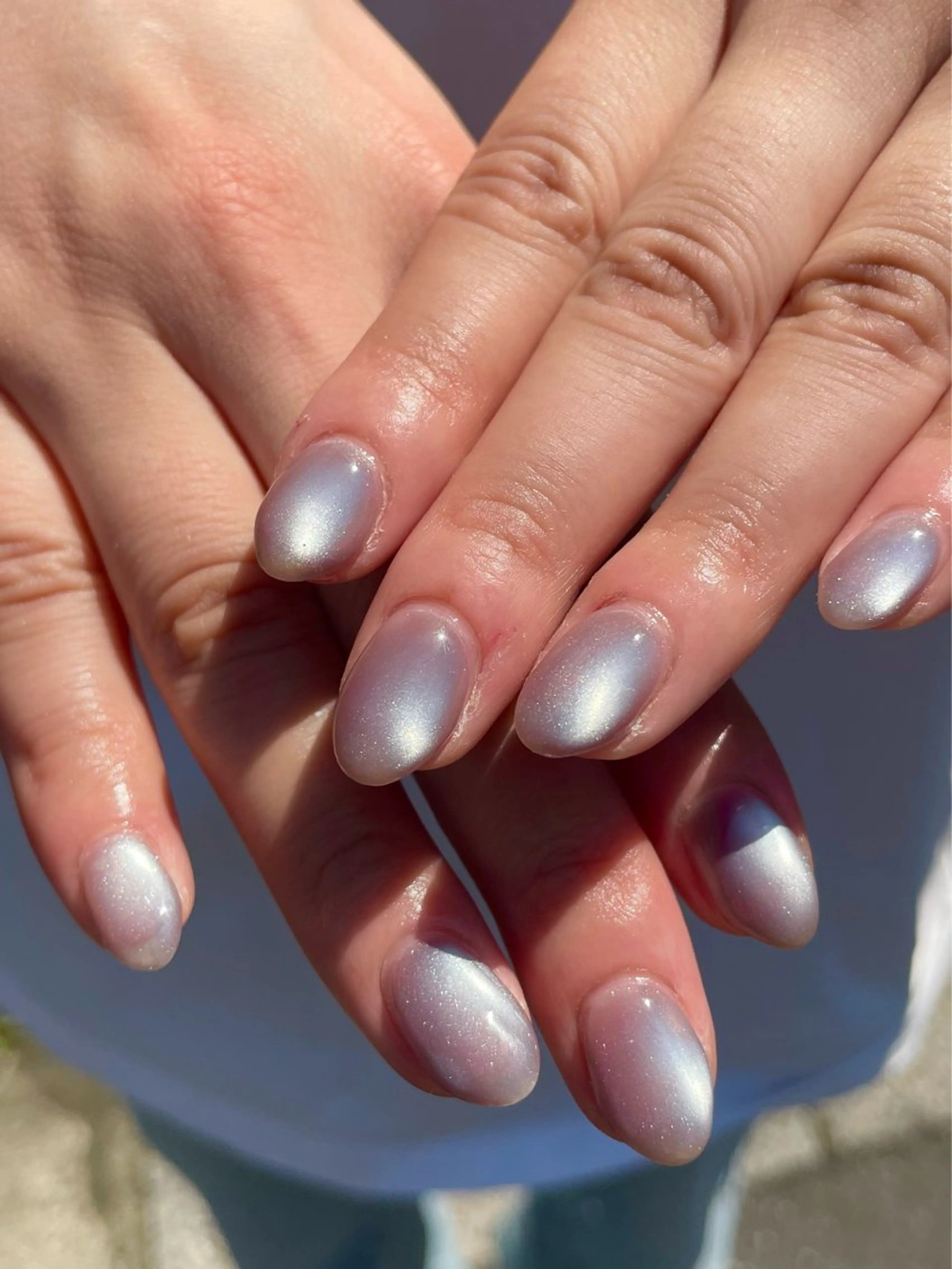 ネイル マグネットネイル パープル シルバー シンプルネイル ハンドネイル ハンドケア 🎀NAIL🎀 AI🪄︎︎◝✩のネイルデザイン