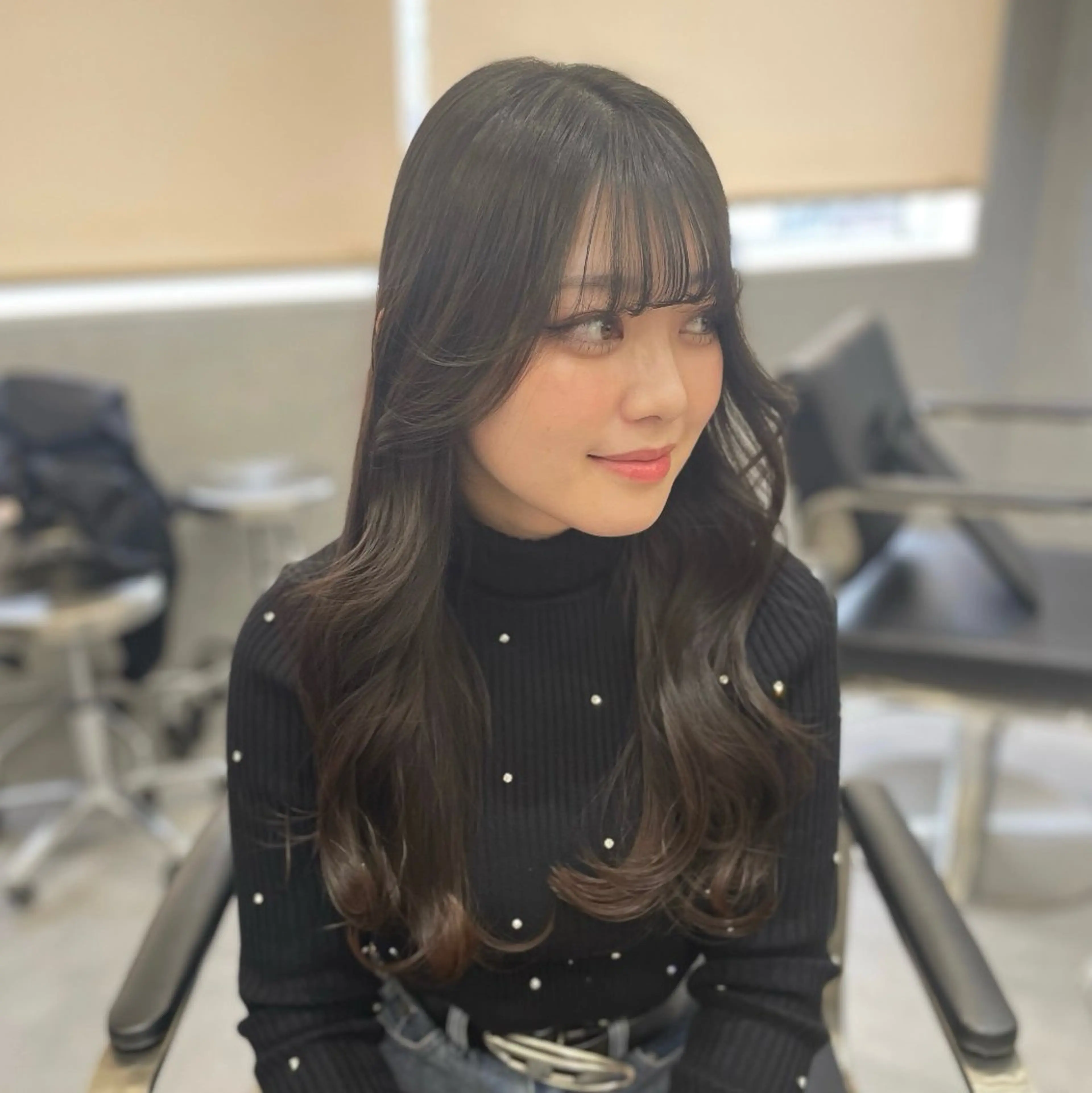 ロング カラー グレージュ オリーブグレージュ オリーブグレー レイヤーカット カット ヘアカラー Rui/透明感カラー 暖色/レイヤーカットのヘアスタイル