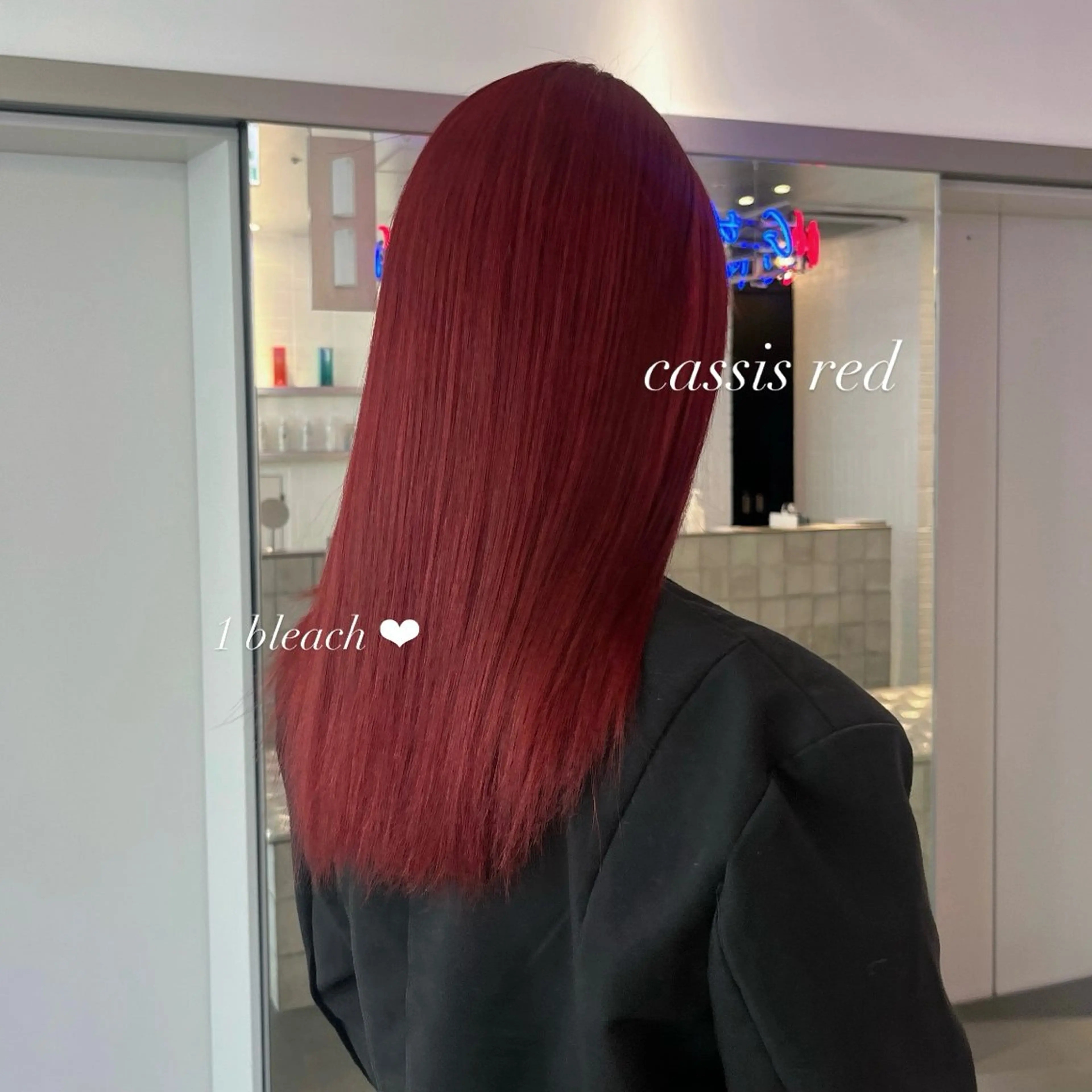 セミロング カラー カシス レッドカラー 🍒暖色✖️レイヤー ／Haruna🍒のヘアスタイル