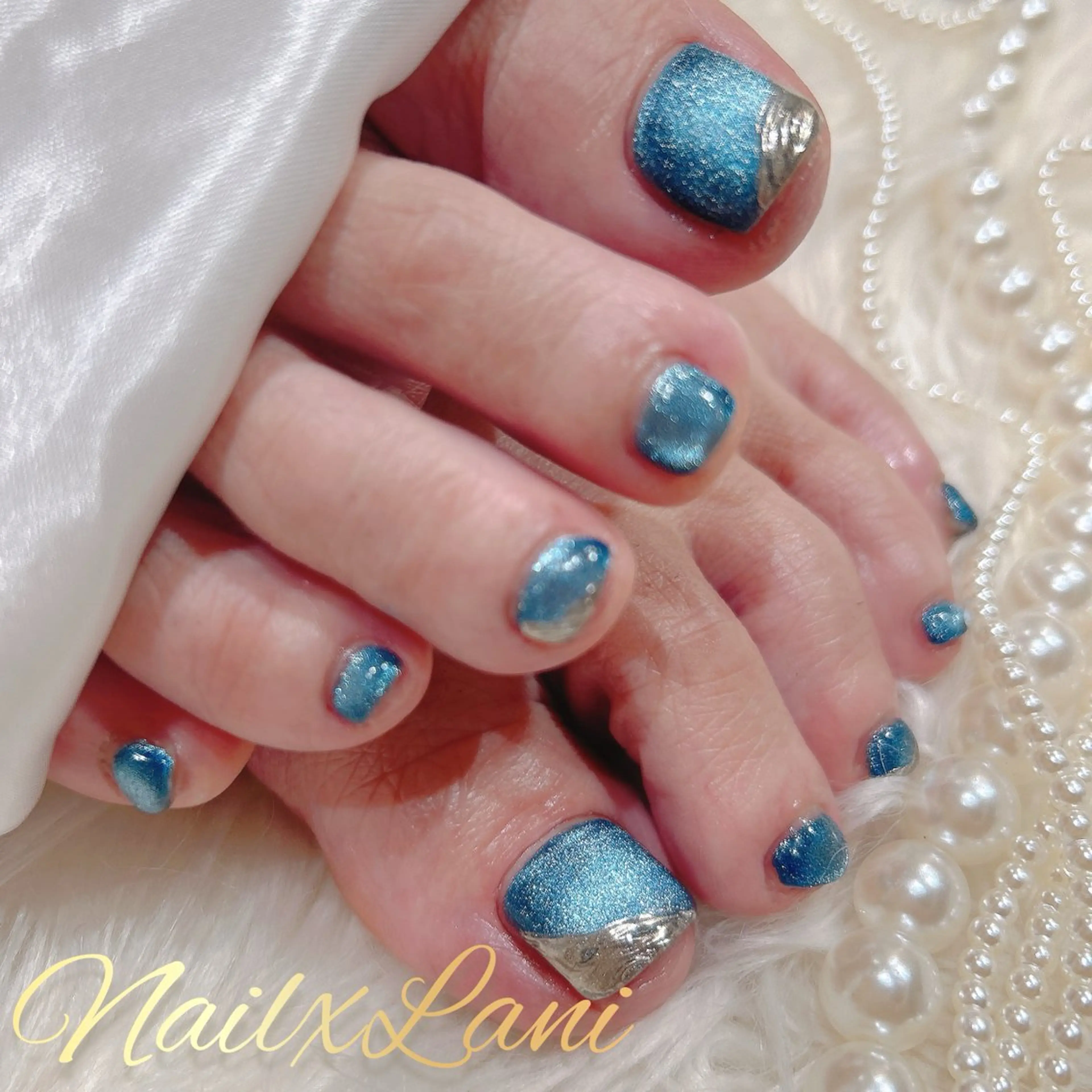 ネイル フットネイル ジェルネイル マグネットネイル パラジェル フットネイル Nail×Lani 深爪矯正対応◎のネイルデザイン
