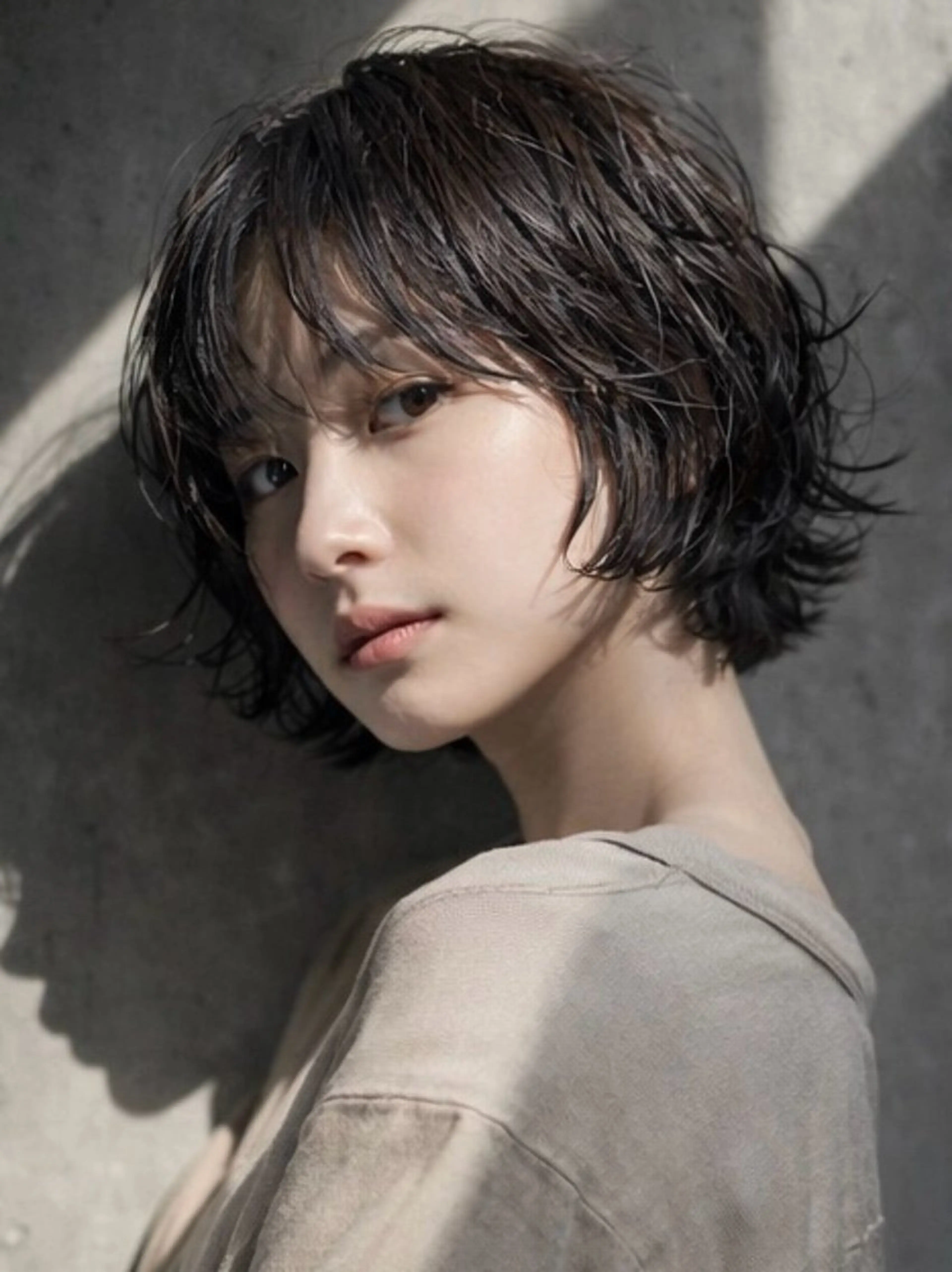 ショート パーマ 韓国風ヘア ニュアンスパーマ カット パーマ カライング所属・抜け感🦖似合わせ カット/izumiのヘアスタイル