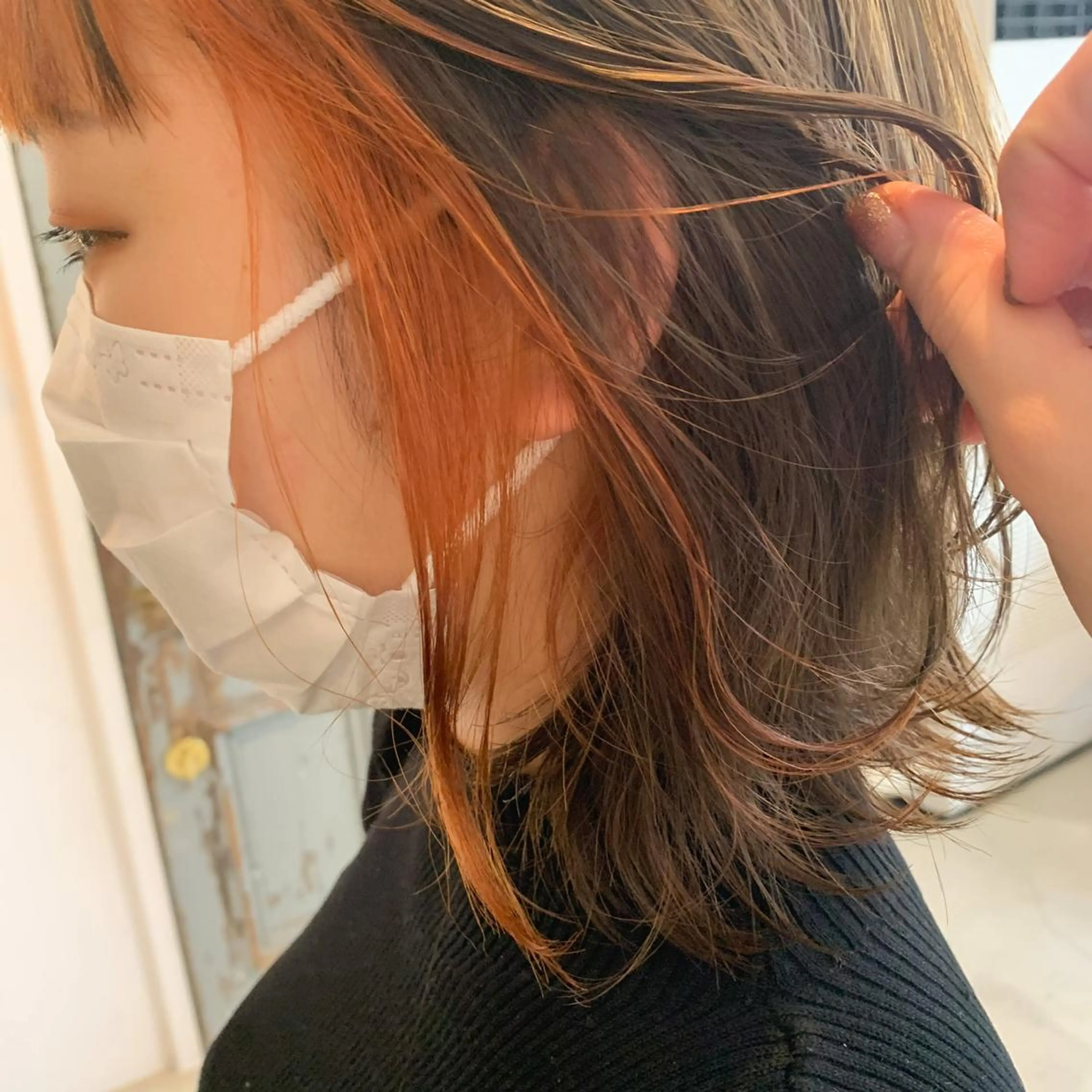 セミロング カラー イヤリングカラー ヘアカラー トリートメント "小顔カット" Fuko.のヘアスタイル