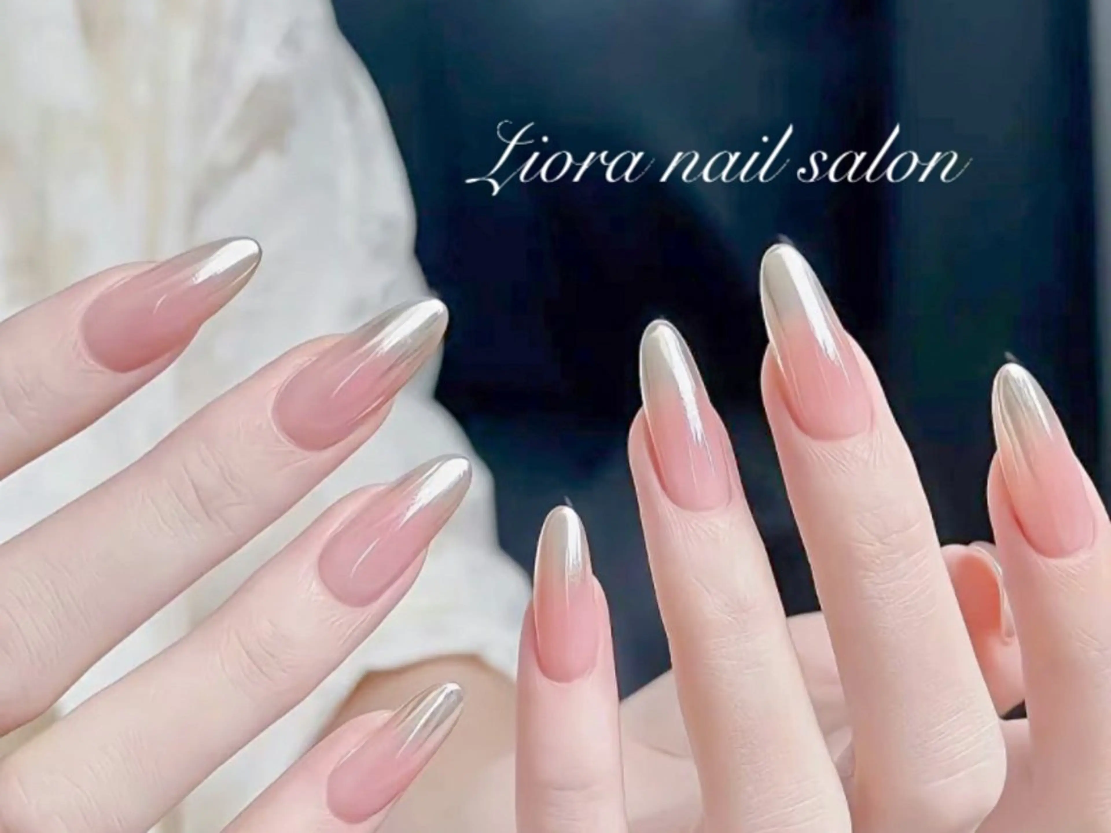 ネイル フレンチネイル ジェルネイル ガーリー グラデーション キラキラネイル Liora nail 1のネイルデザイン
