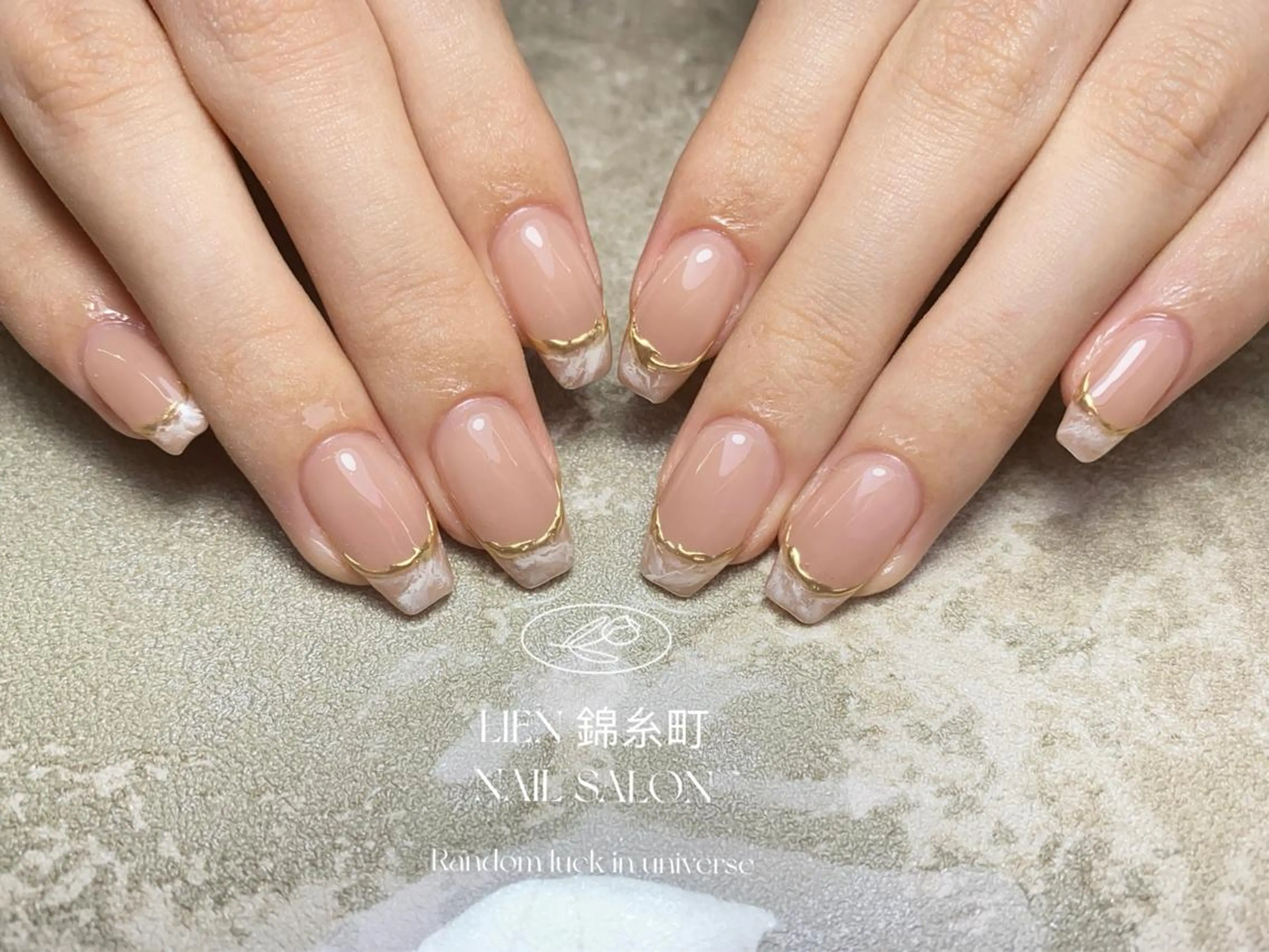 ネイル フレンチネイル 大理石ネイル(マーブル) ミラーネイル ハンドネイル Lien  _リエン リエンのネイルデザイン