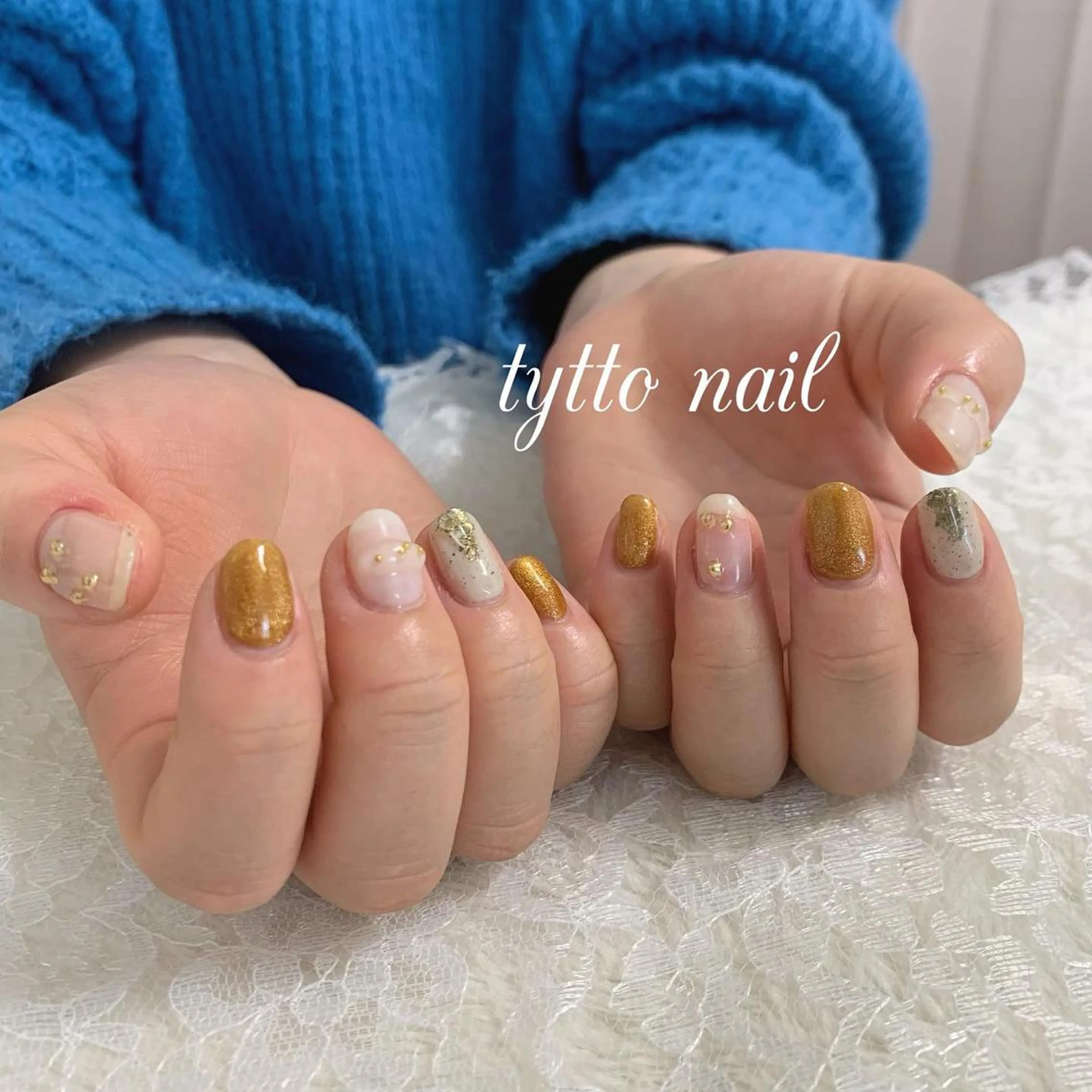 ネイル ブラウン ミラーネイル ニュアンスネイル tytto nail ❤︎‪‪eri‪‪のネイルデザイン