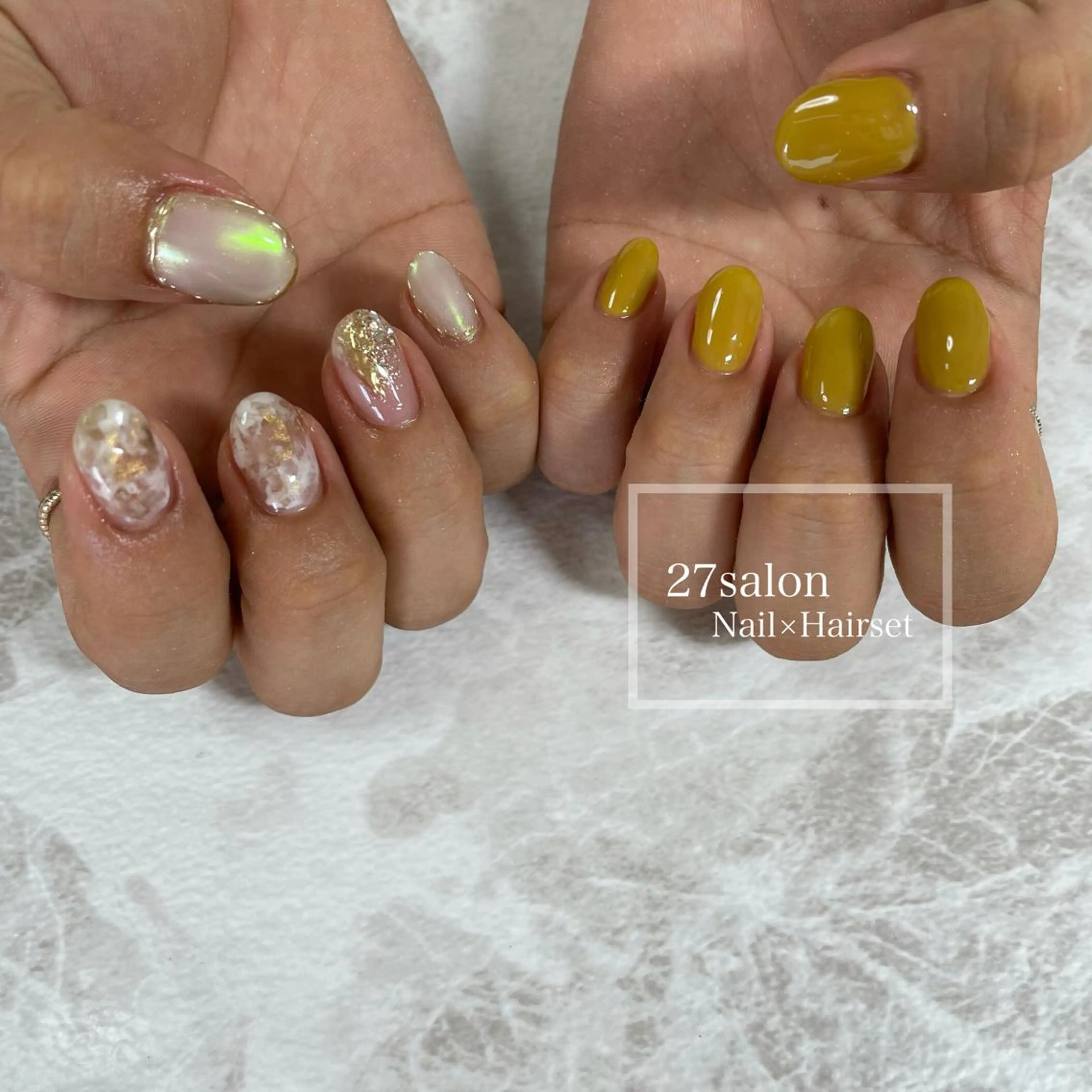 ネイル アートネイル 黄色 27salon yuinaのネイルデザイン