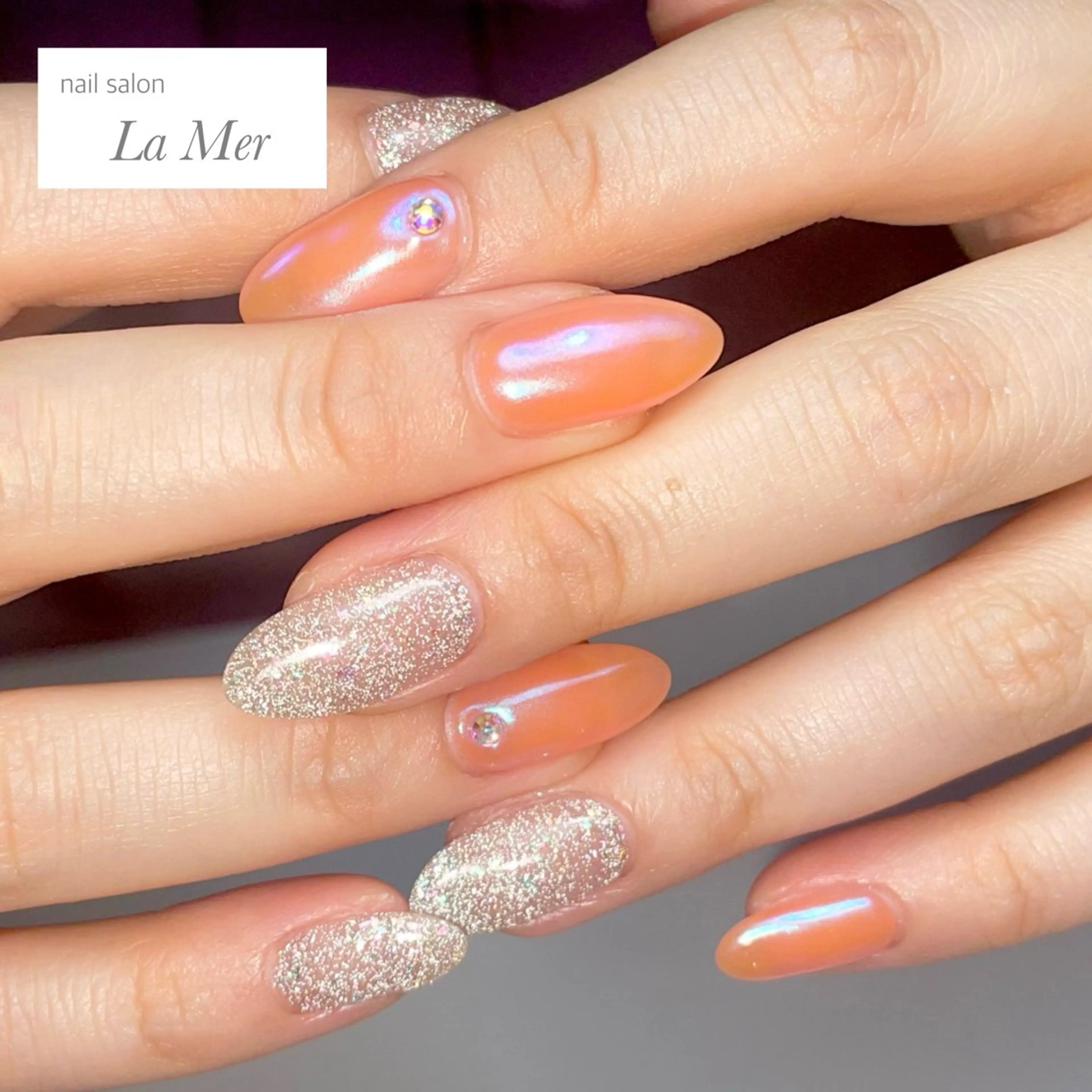 ネイル オーロラネイル フラッシュネイル キラキラネイル オフィスネイル ワンカラーネイル nailsalon La Merのネイルデザイン