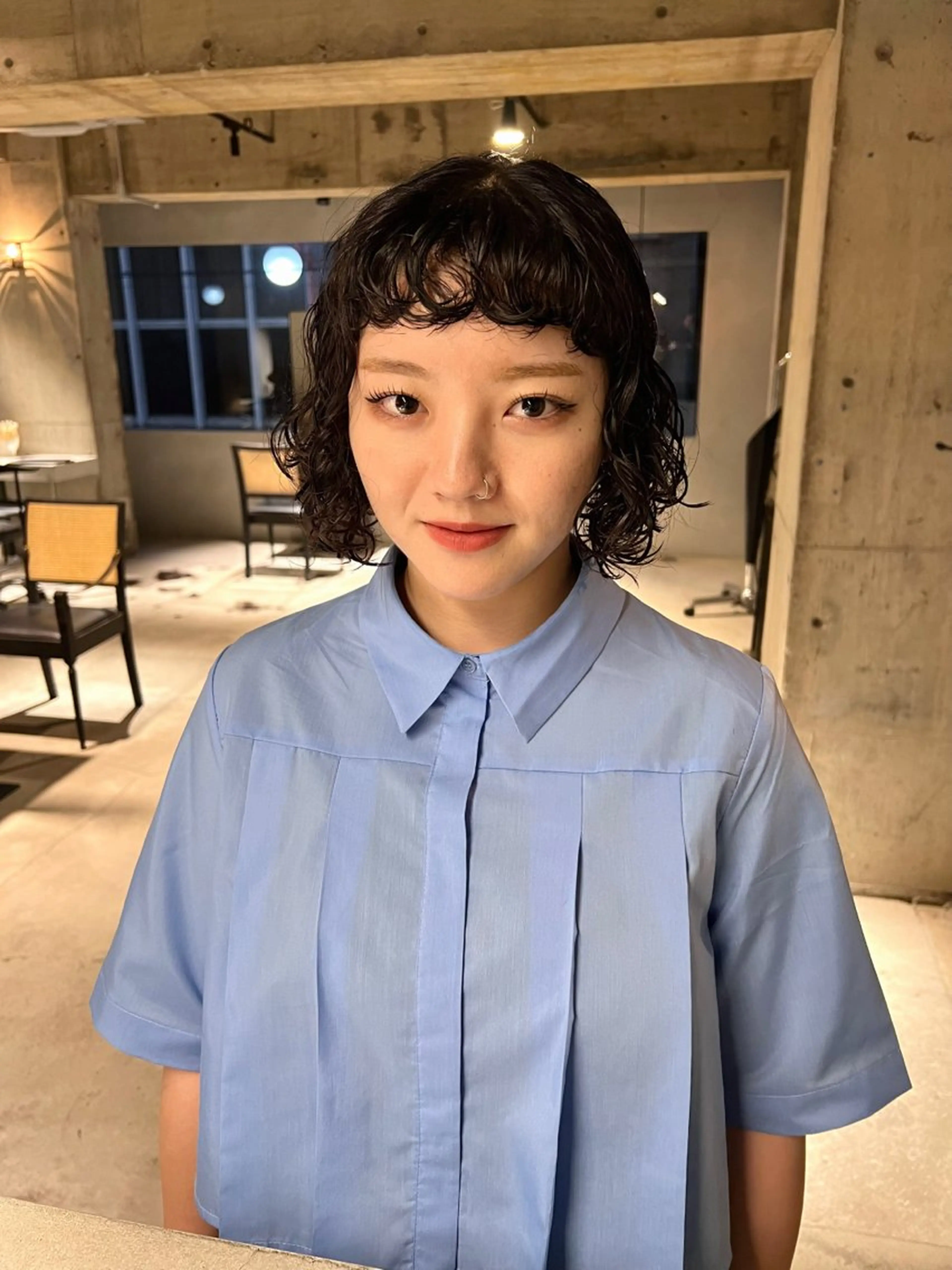 ミディアム パーマ カット パーマ トリートメント 宮川 日菜子のヘアスタイル