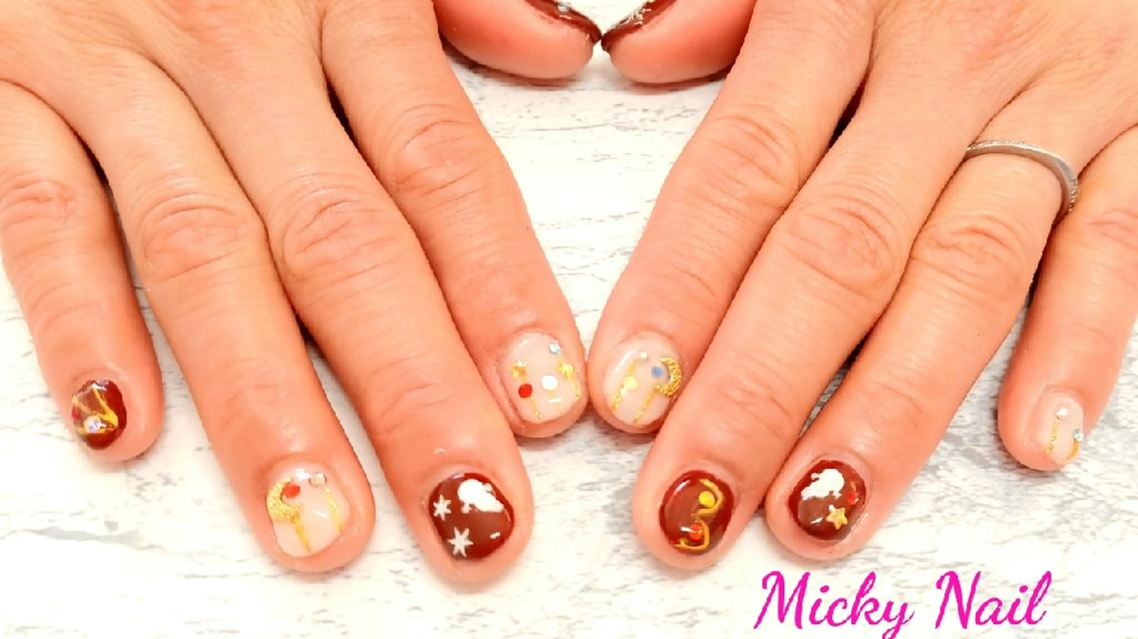 ショート ネイル クリスマス 冬ネイル クリスマス Micky nail chikushinoのネイルデザイン