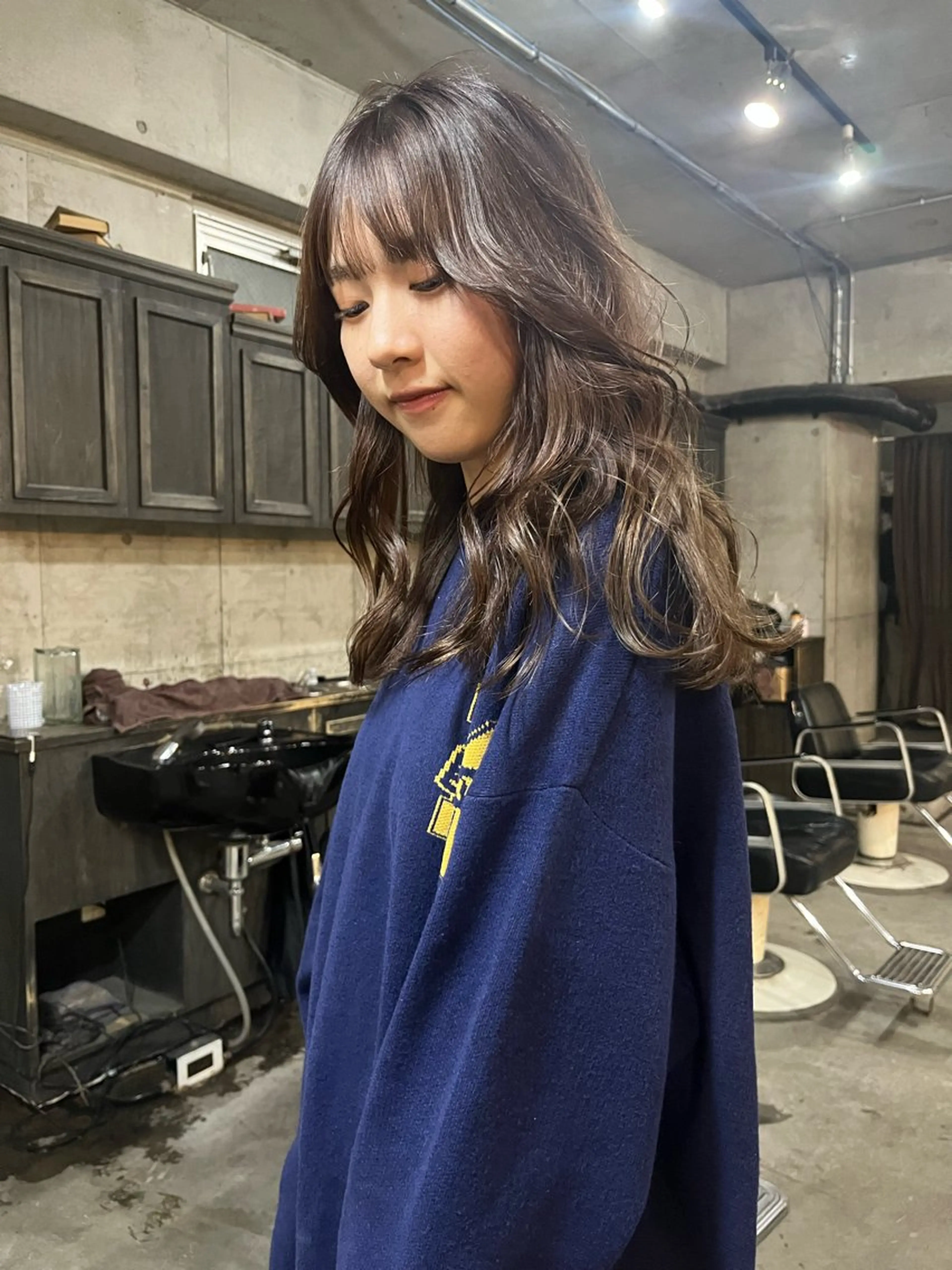 セミロング カット ヘアカラー トリートメント ハイトーン/顔まわり レイヤー/YUKAのヘアスタイル