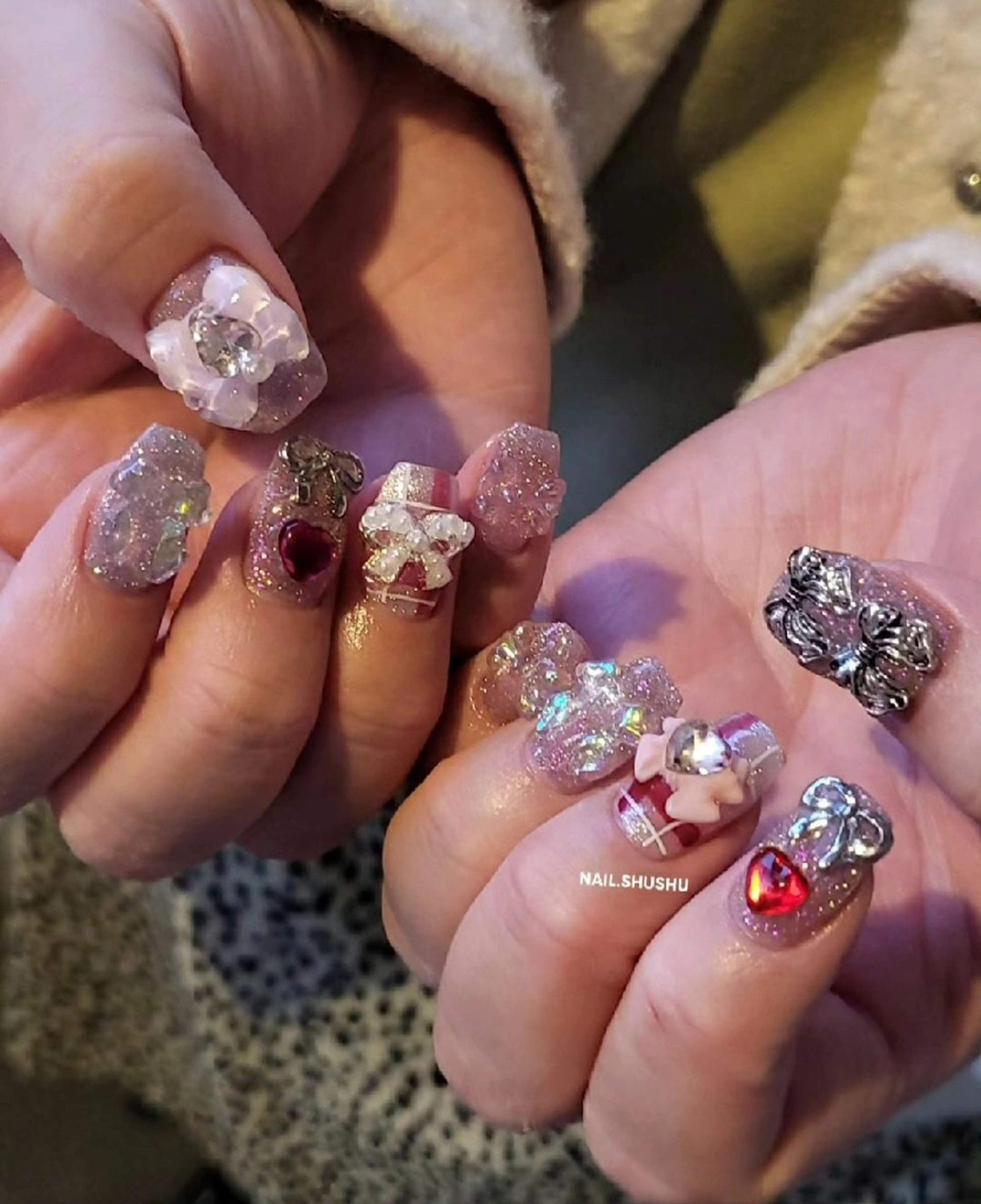 ネイル 持ち込み ニュアンスネイル ワンカラーネイル シンプルネイル 春ネイル ハンドネイル 3dパーツ/流行り 👧shushu❤️のネイルデザイン