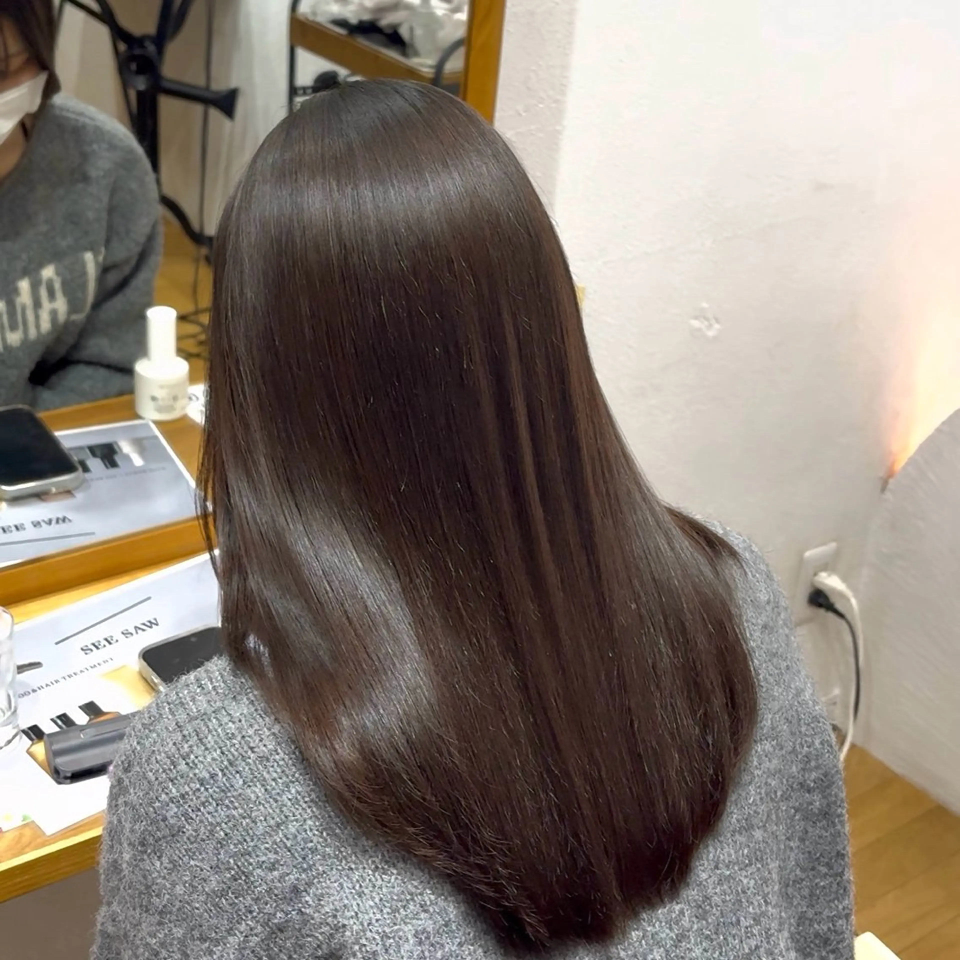 ロング 顔周りカット 髪質改善 トリートメント カット 縮毛矯正 トリートメント 3tuba Asumiのヘアスタイル