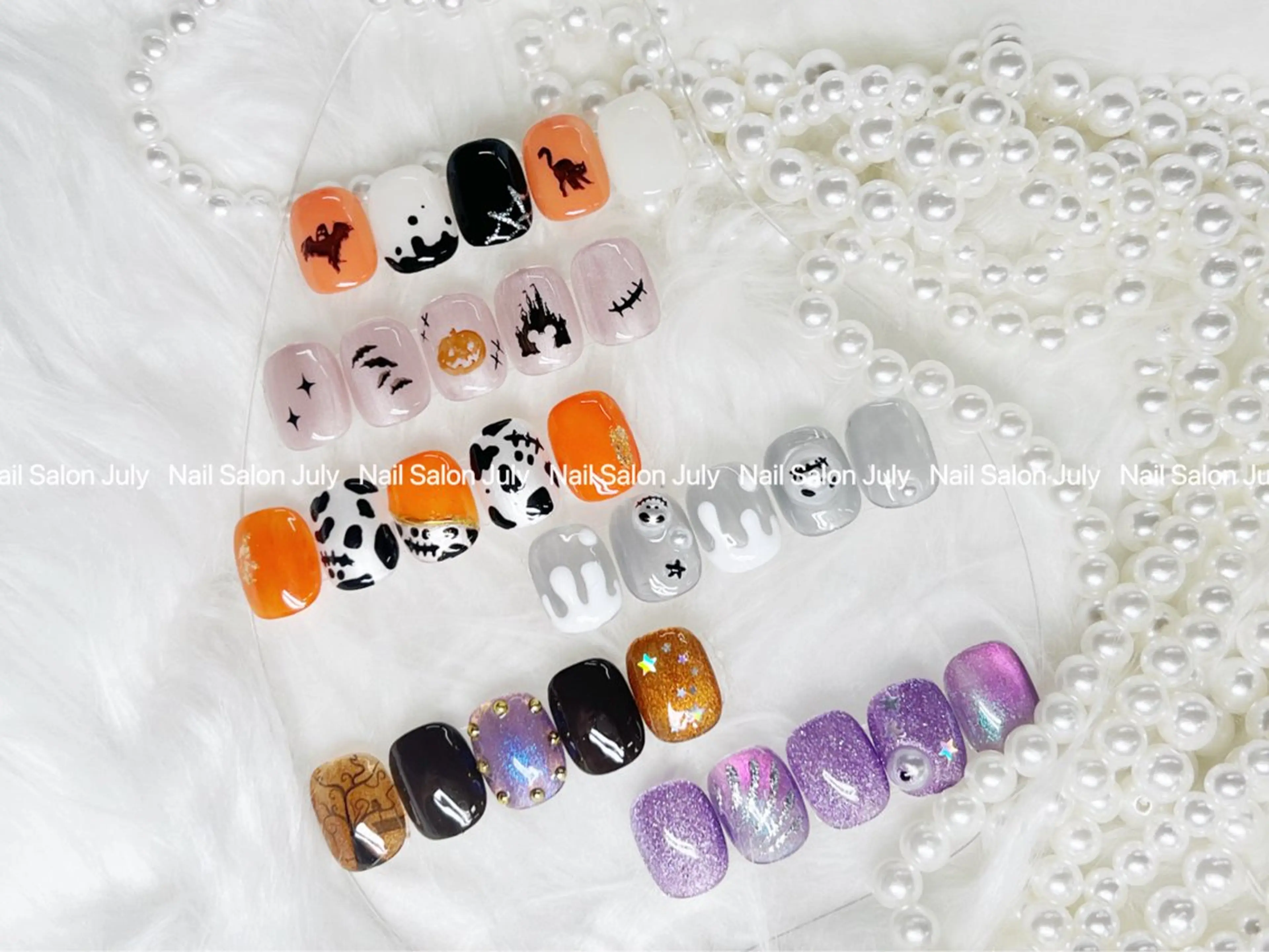 ネイル アートネイル オーロラネイル ジェルネイル ガーリー ハロウィン July モモのネイルデザイン