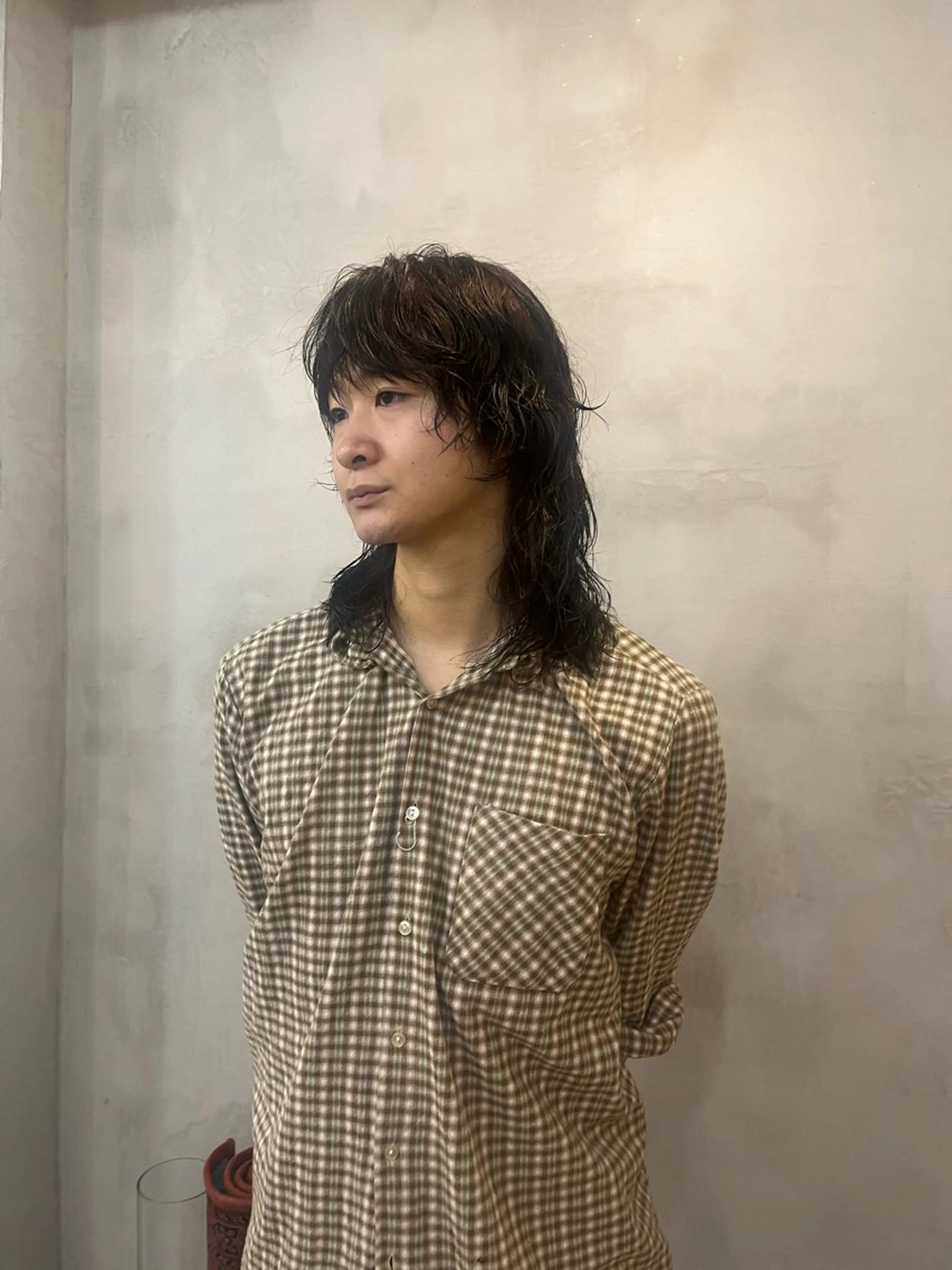 ミディアム カラー パーマ グレージュ 尾藤 浩一のヘアスタイル