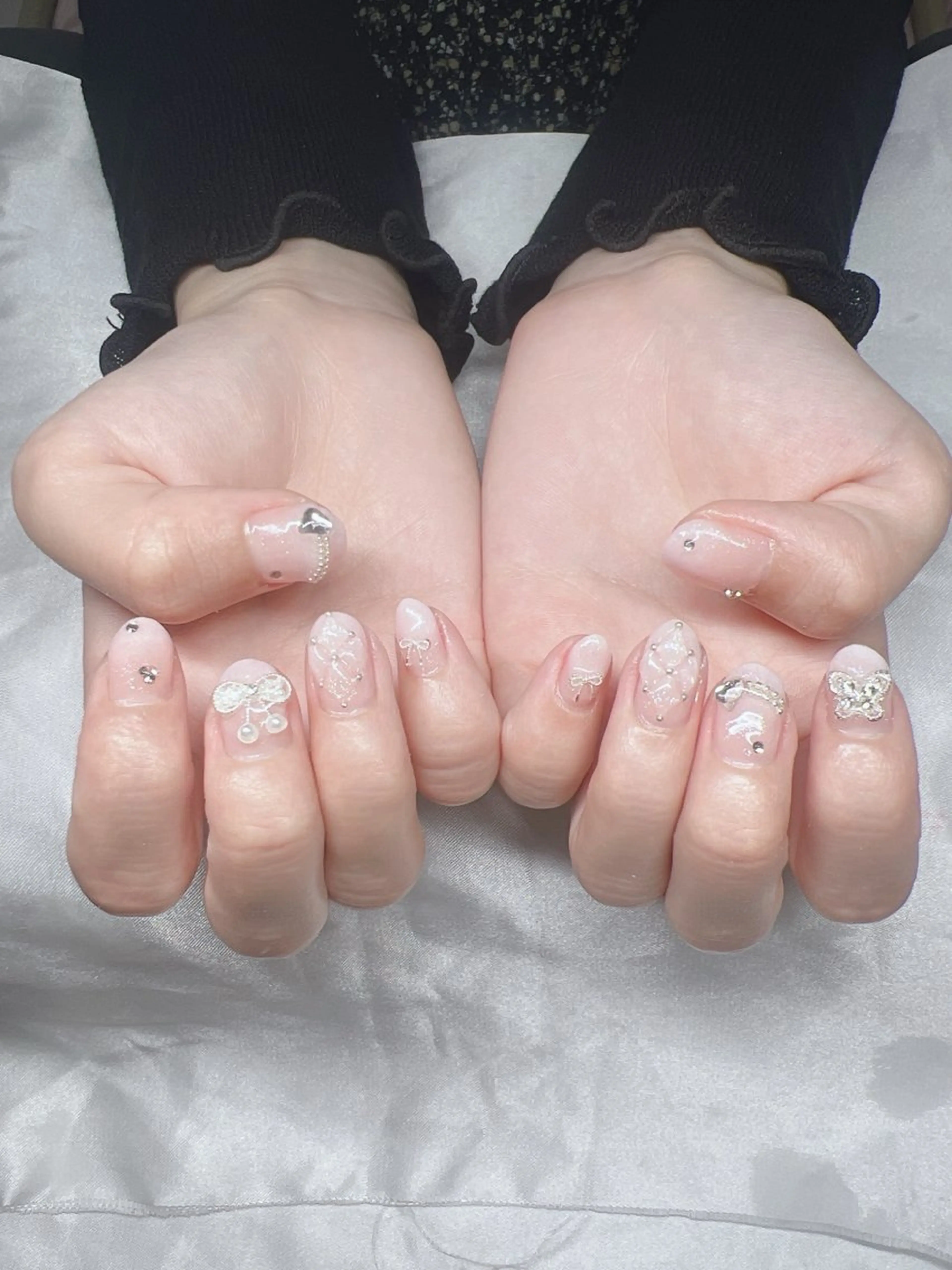 ネイル 長さ出し グラデーション キラキラネイル マグネットネイル ニュアンスネイル ハンドネイル Lee Nails チップ長さだし専門店のネイルデザイン