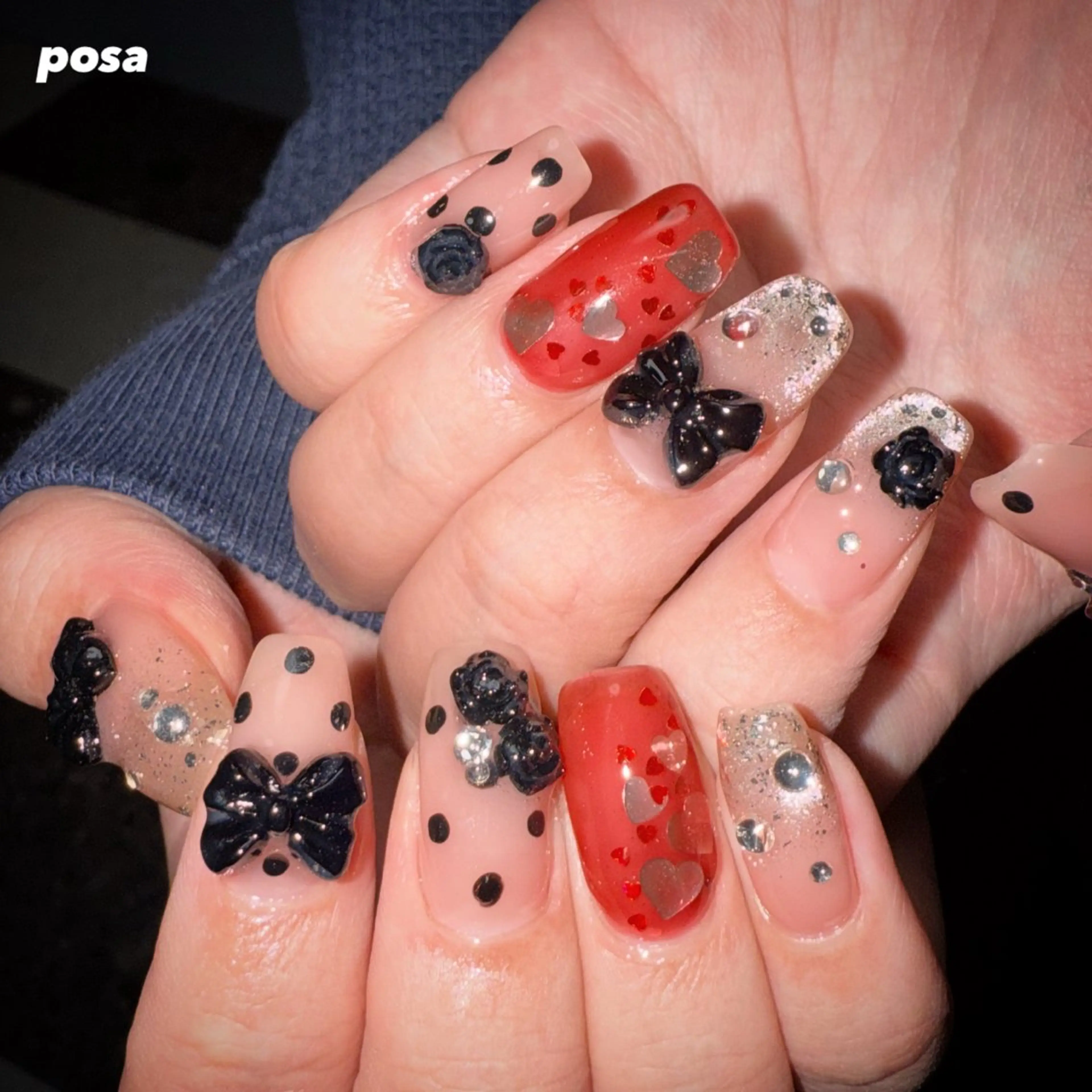 ネイル キラキラネイル シンプルネイル ハンドネイル posa nail モエミのネイルデザイン