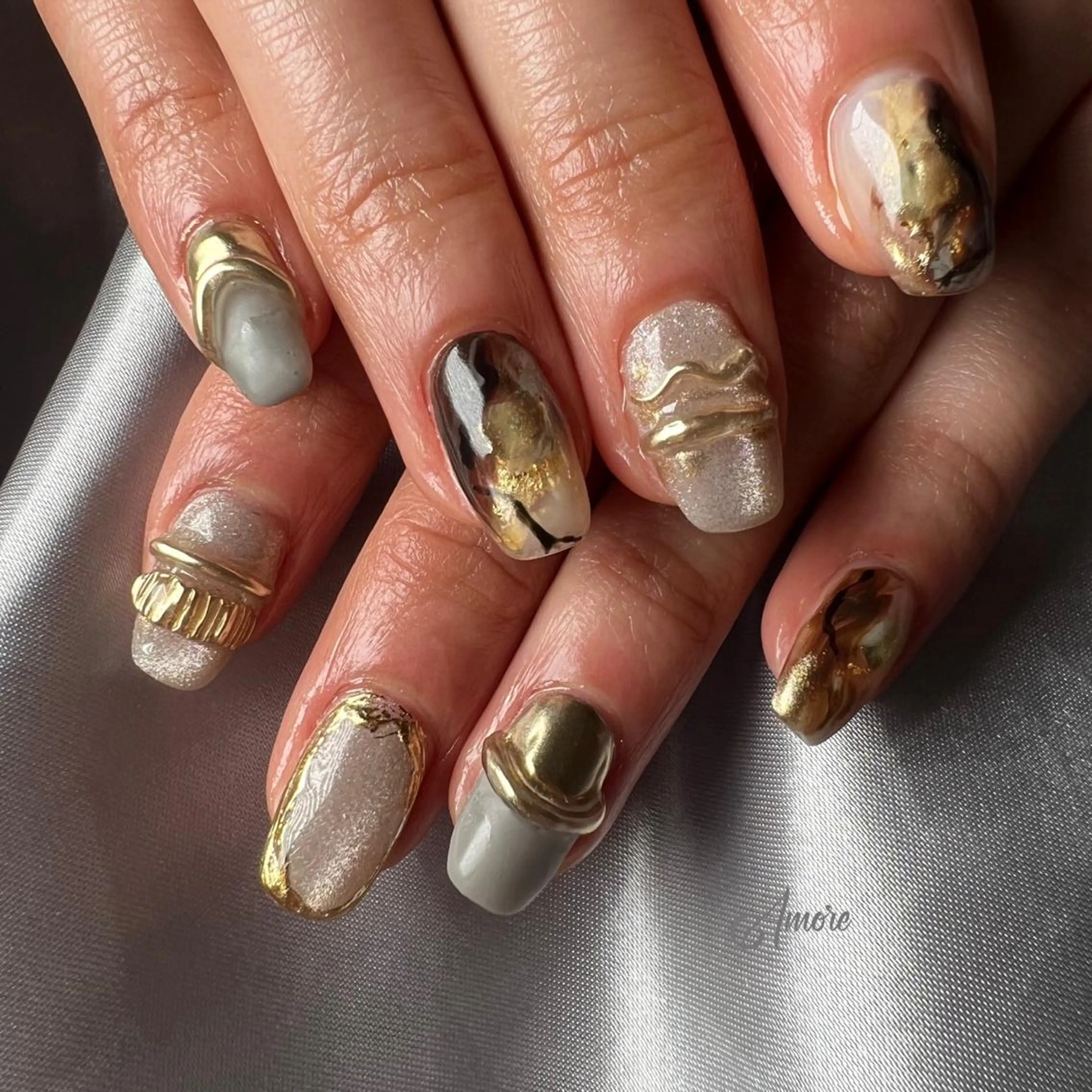 ネイル ジェルネイル ミラーネイル オフィスネイル パラジェル You kyehwaのネイルデザイン