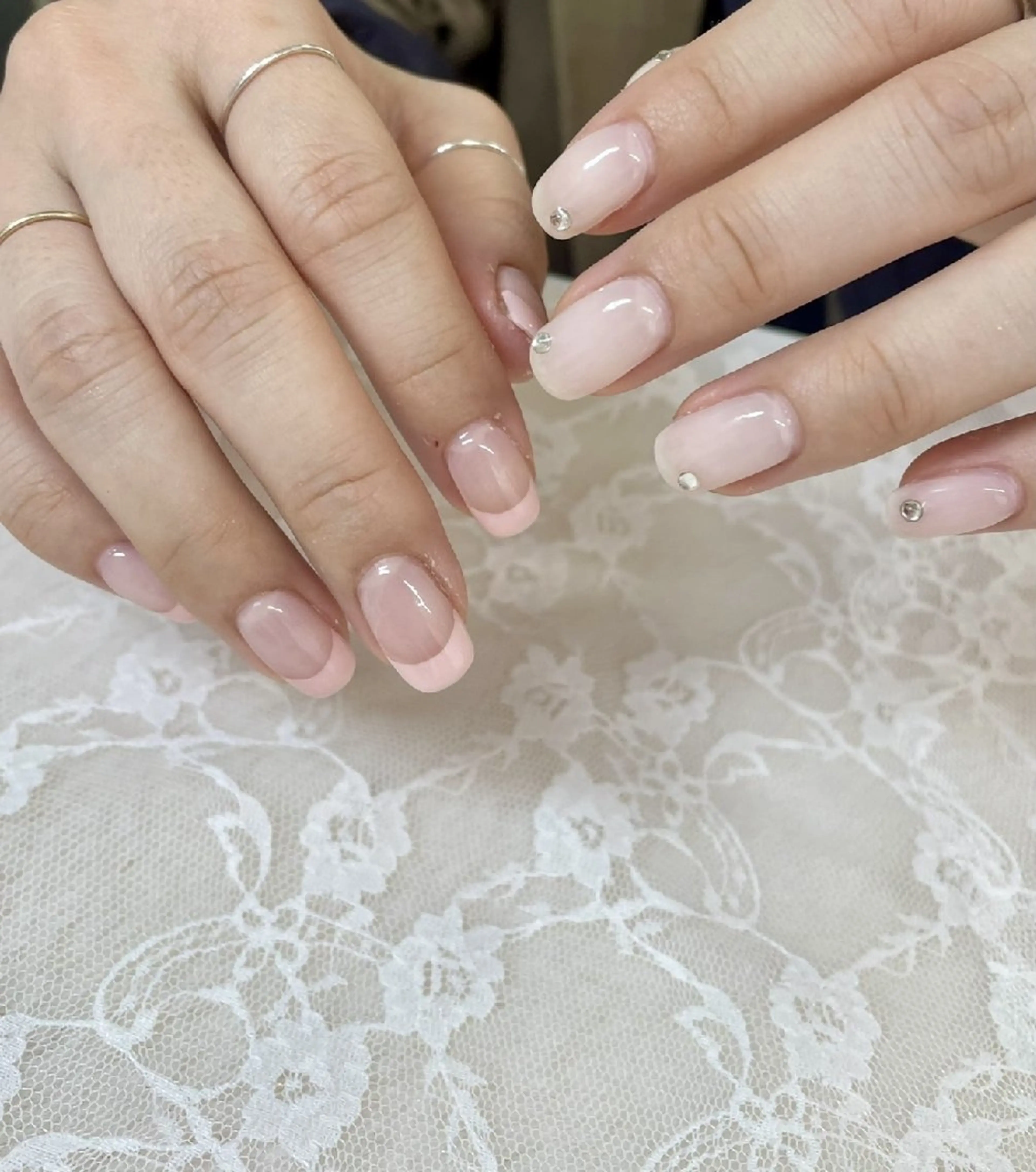 ネイル フレンチネイル オフィスネイル ピンク ハンドネイル ハンドケア 心斎橋Salon Epokkuのネイルデザイン