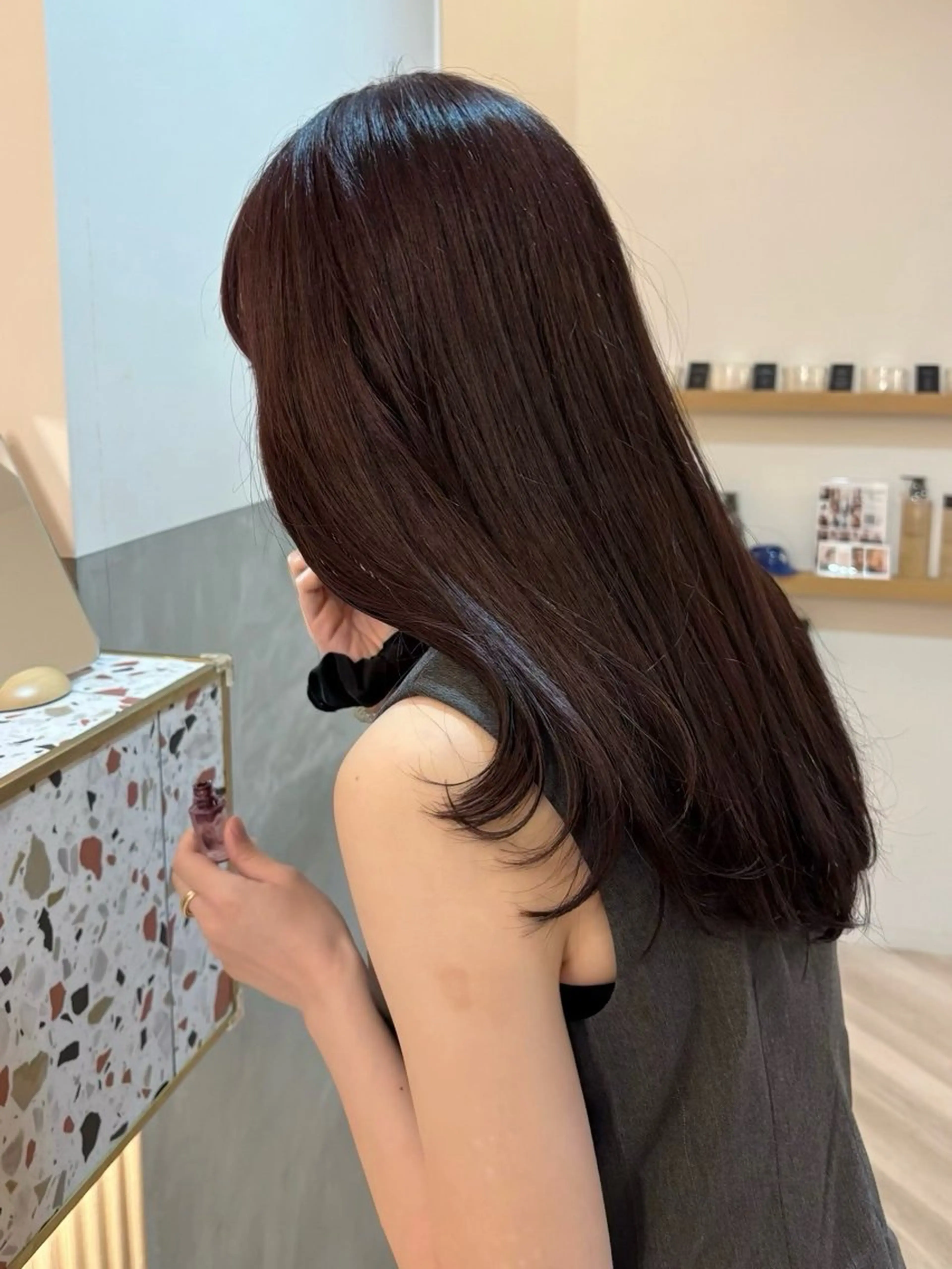 ミディアム ヘアカラー トリートメント 似合わせ/ベージュ /レイヤー/りほ🤍のヘアスタイル