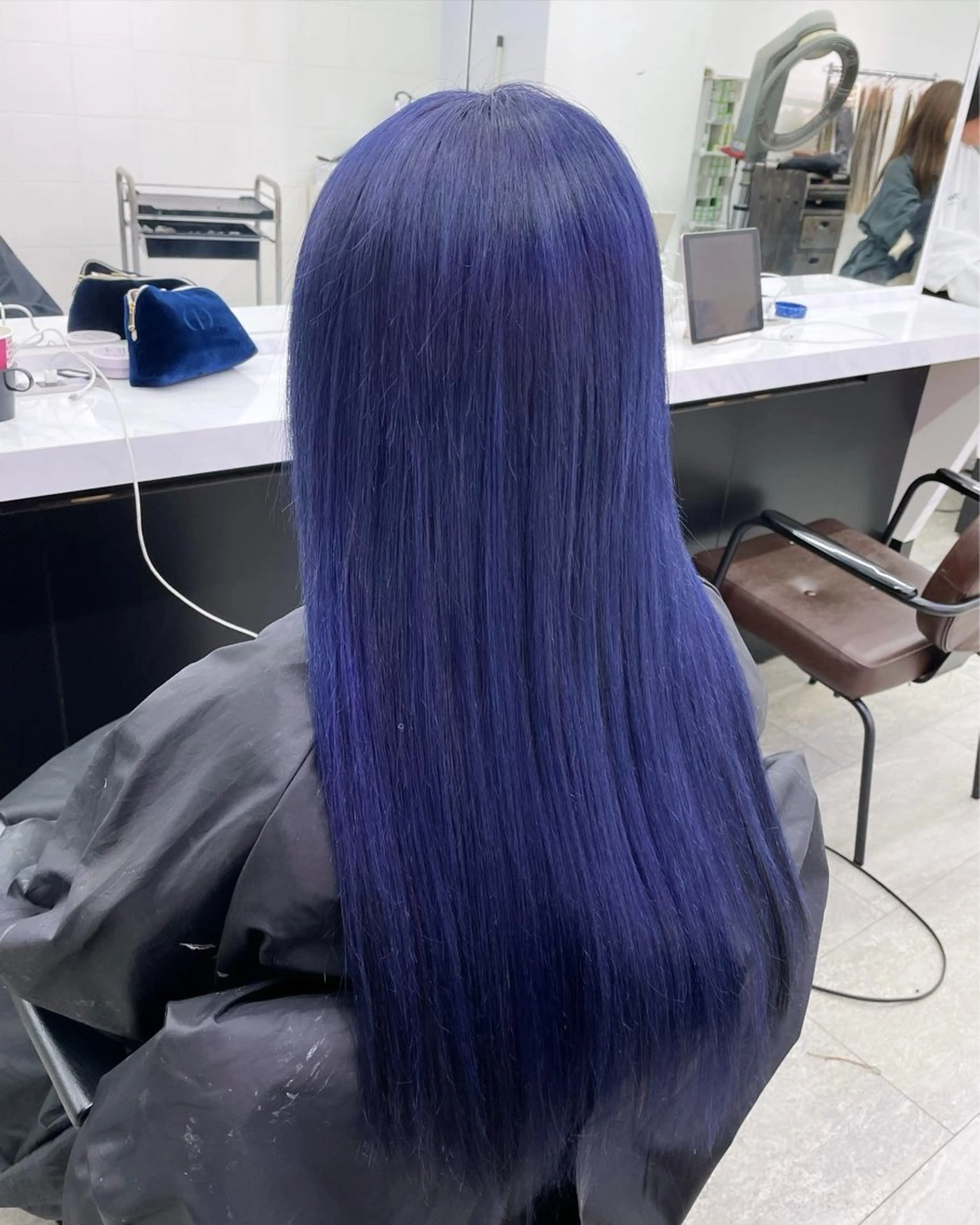 ロング カラー ヘアアレンジ プルエクステ ネイビーカラー エクステ ヘアカラー エクステ 🎀プルエクステ みまひかる🎀のヘアスタイル