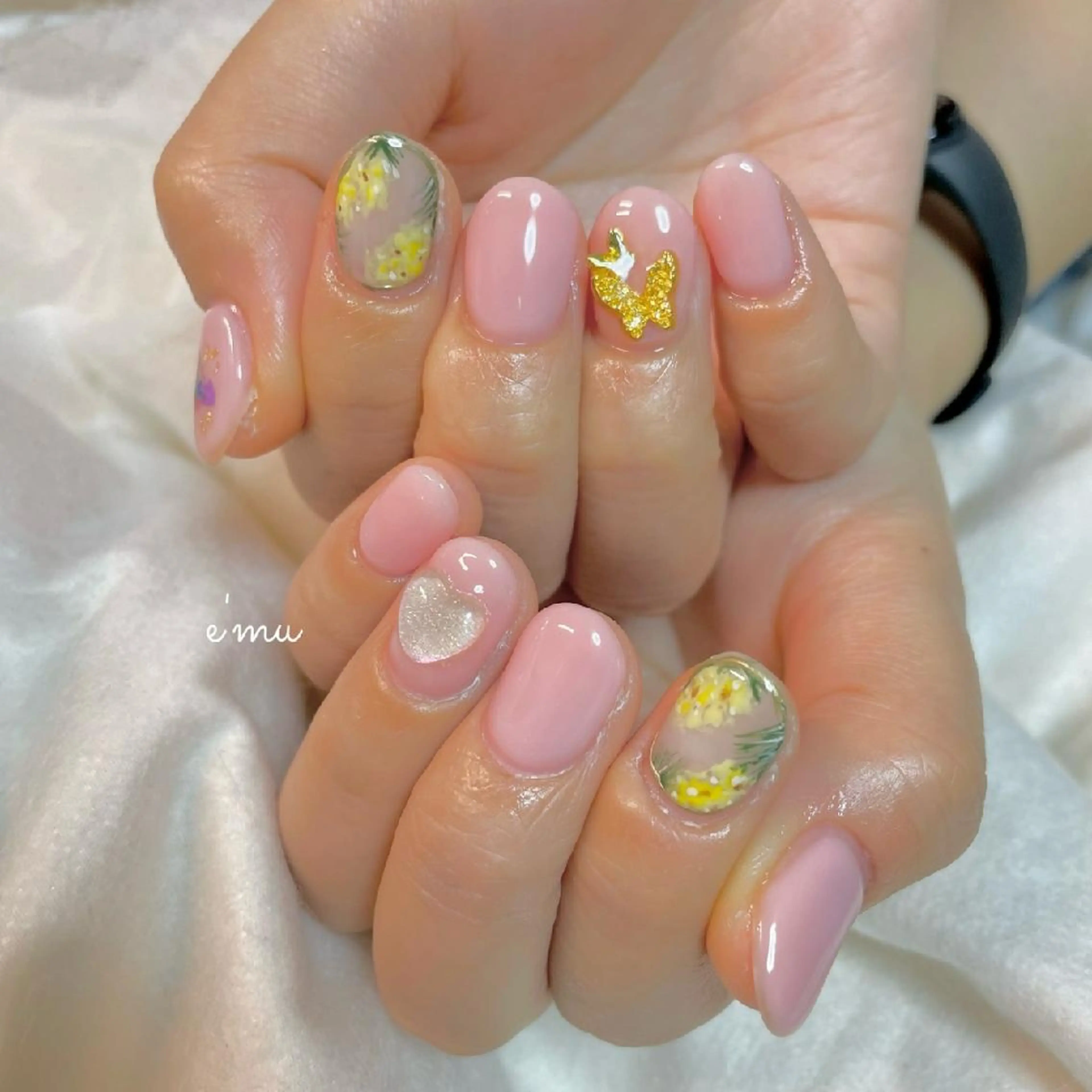 ネイル フラワーネイル ピンク nail salon e'mu💐のネイルデザイン