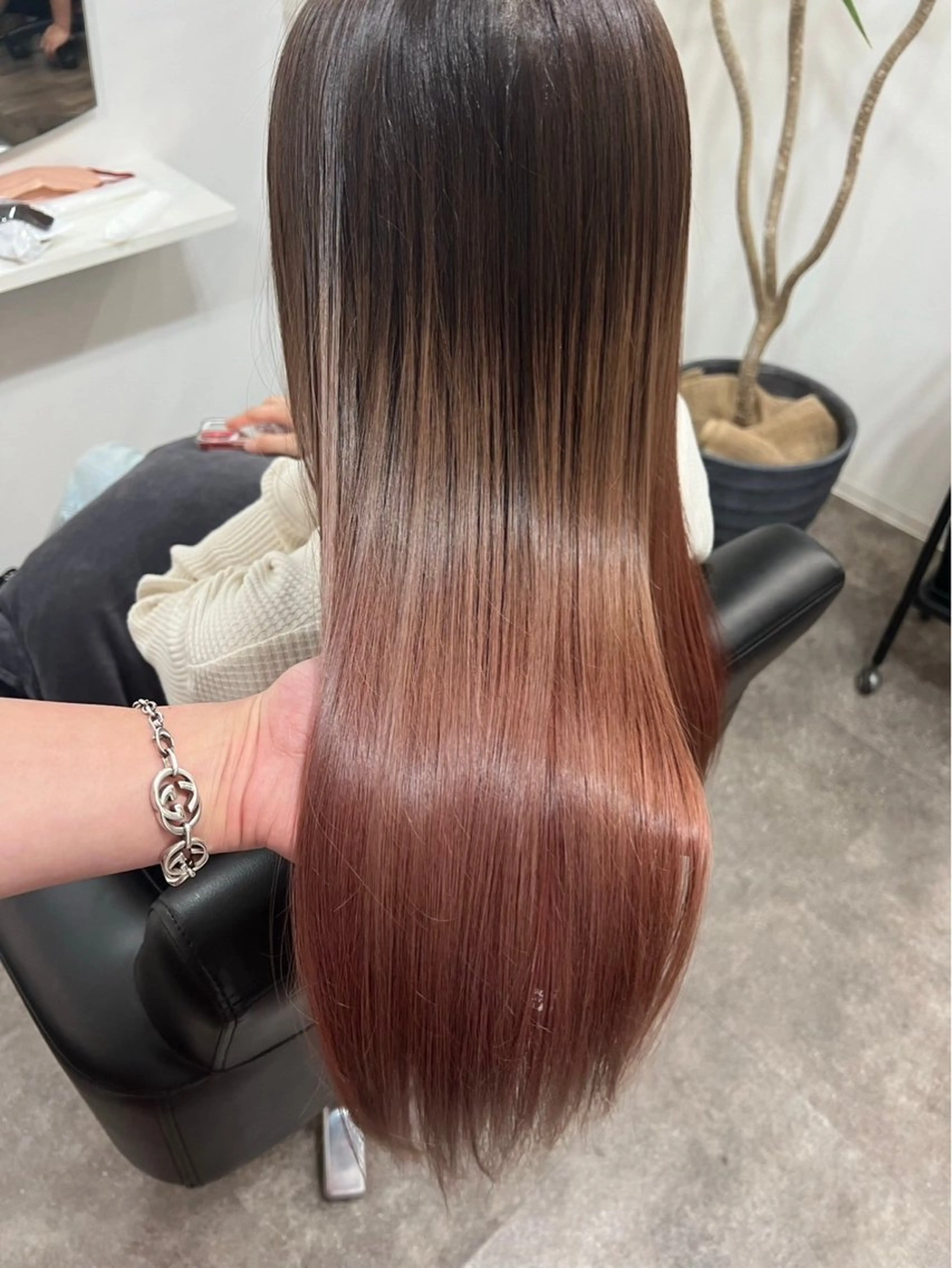 ロング パーマ 髪質改善 縮毛矯正 Gain所属・リク/韓国風/レイヤ ー/ボブ/ショートのヘアスタイル