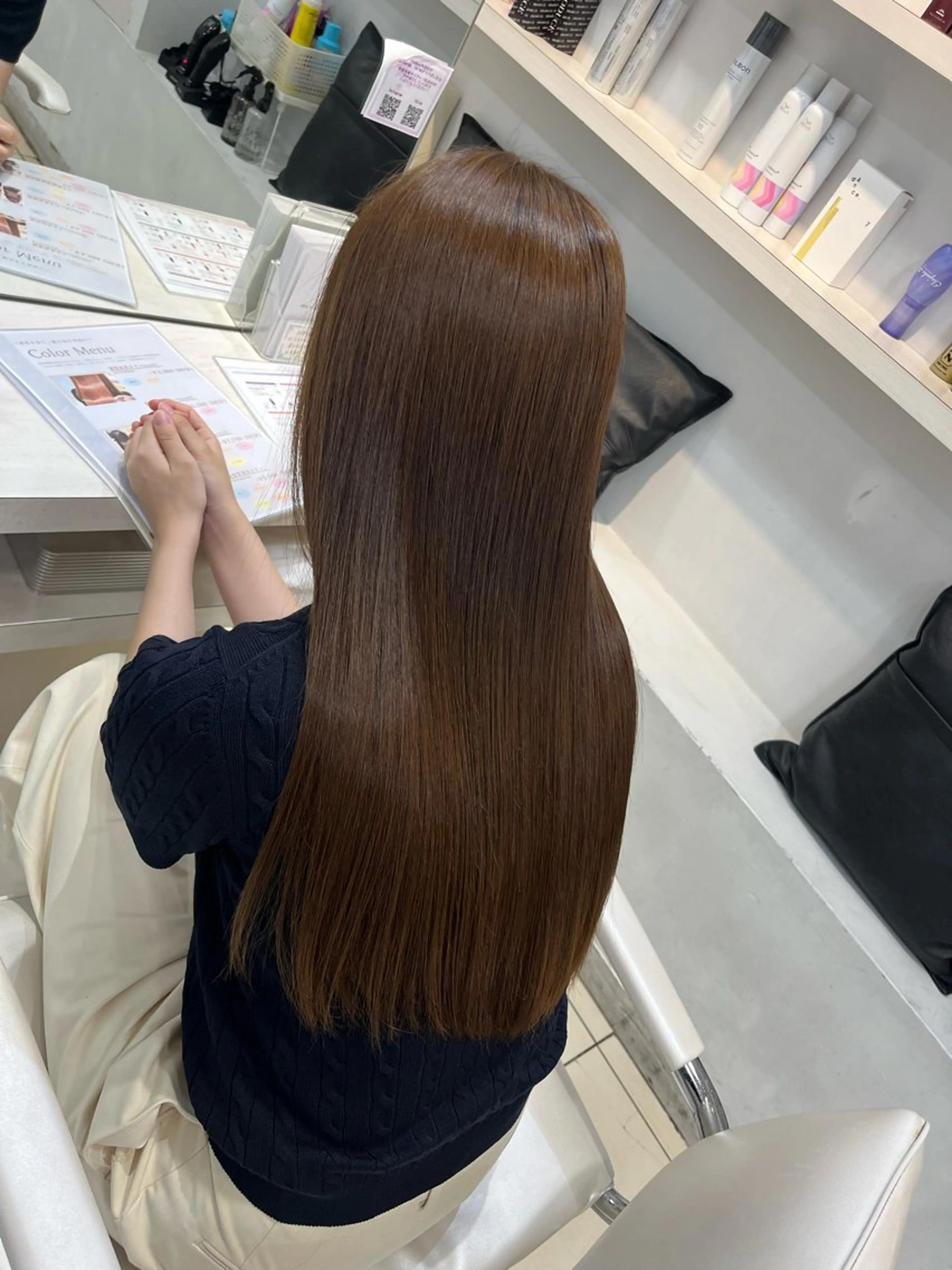 セミロング ヘアカラー トリートメント 【髪質改善カラー】 あむ·. ⟡ 🖤のヘアスタイル