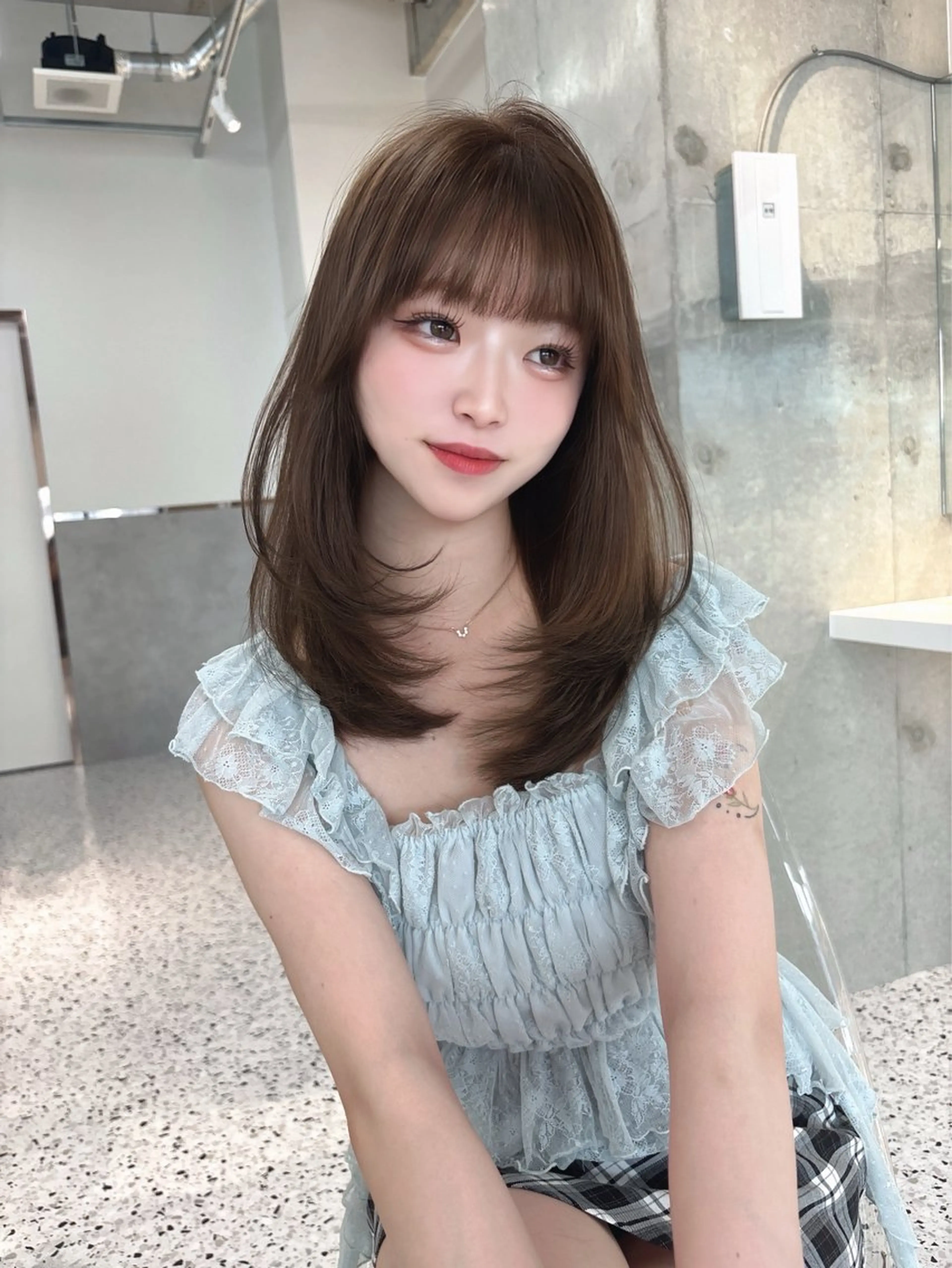 ミディアム ヘアカラー トリートメント rina／ベージュ ワンホン/韓国ヘアのヘアスタイル