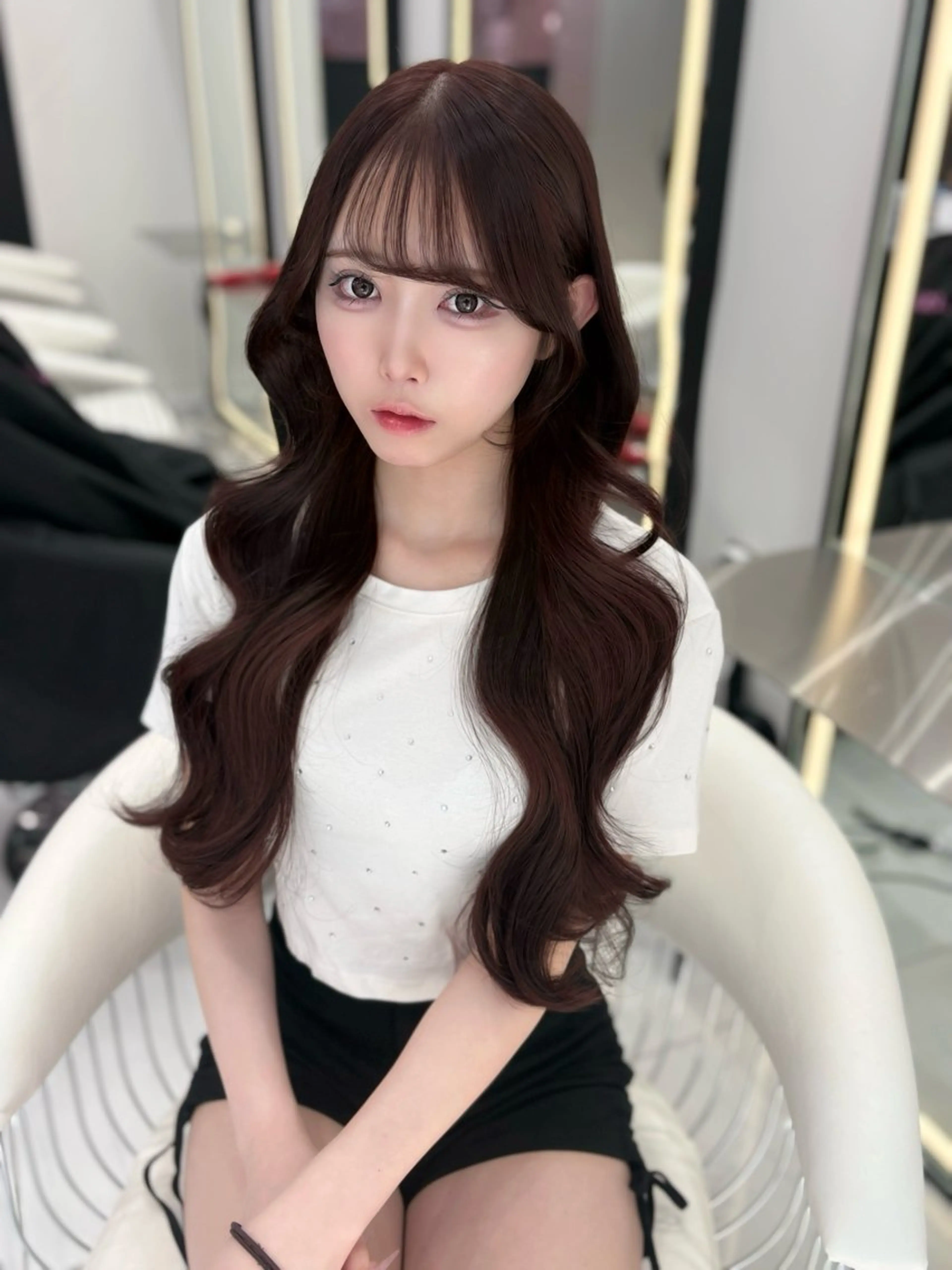 ロング カラー カット ヘアカラー トリートメント 新宿/韓国ヘア 中明度カラー/かやのヘアスタイル