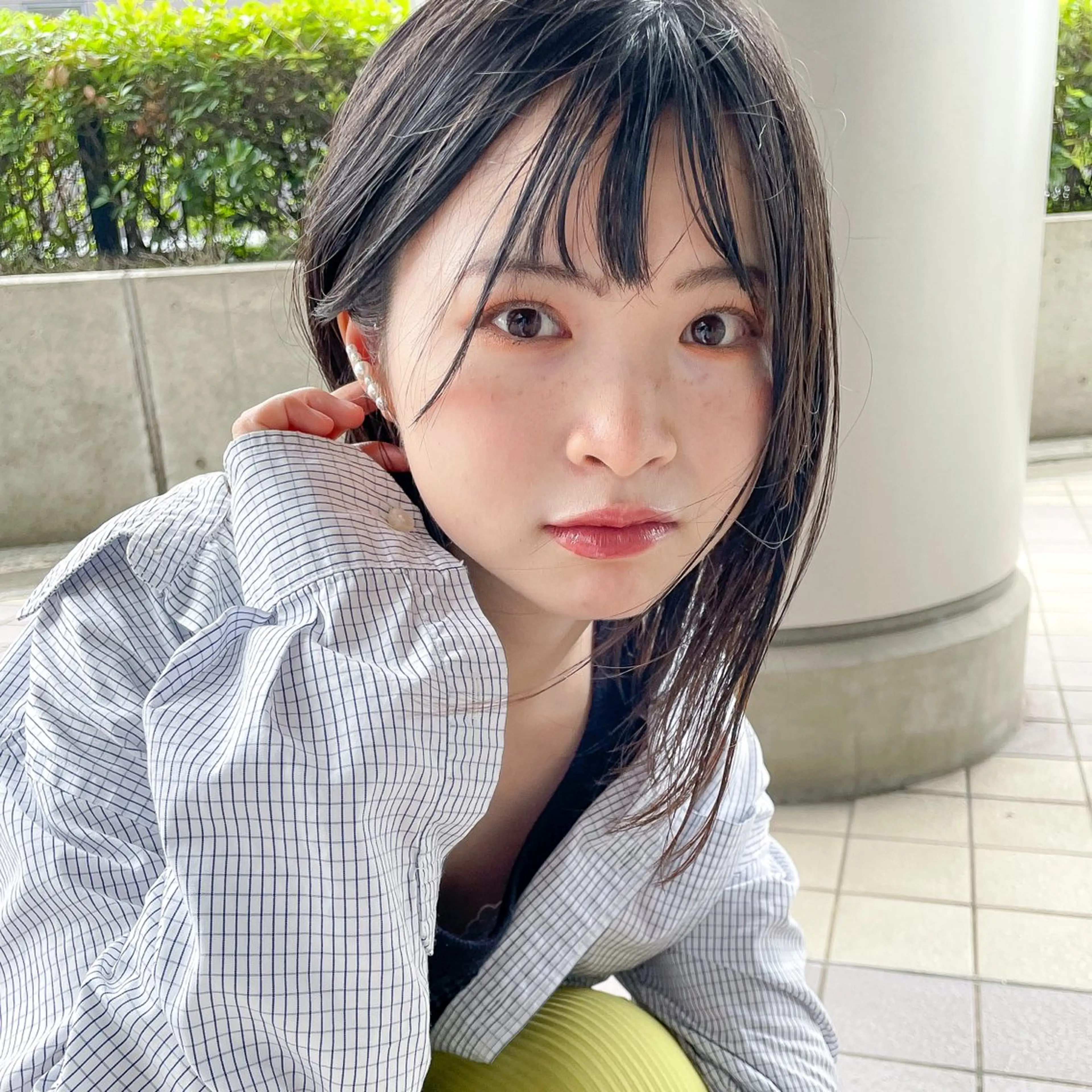 セミロング 鈴木瑛里／ブロンド ベージュ／男女のヘアスタイル