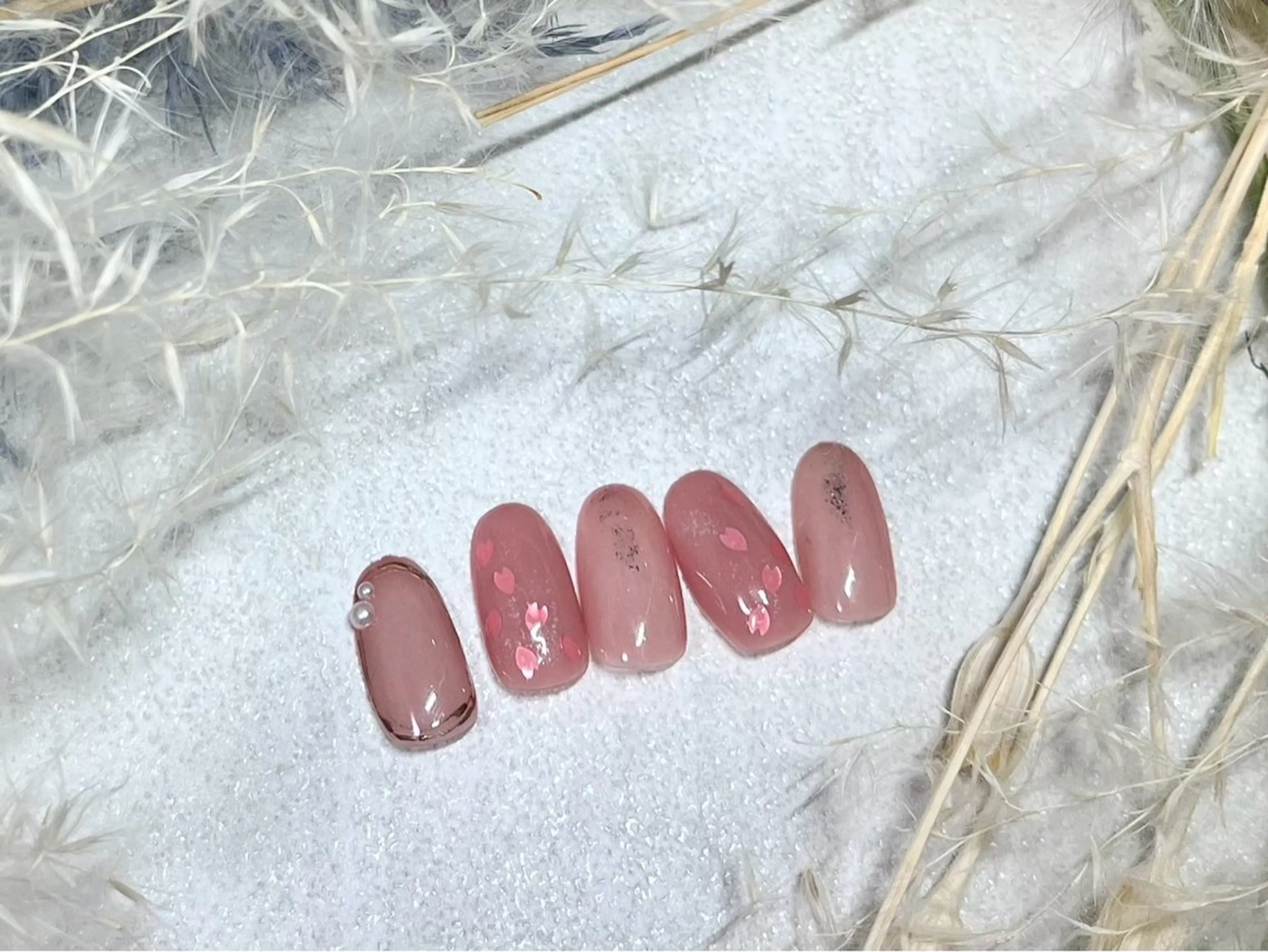 ネイル オーロラネイル 桜ネイル フラワーネイル フットネイル フレンチネイル ハンドネイル kiki nail たまプラーザのネイルデザイン