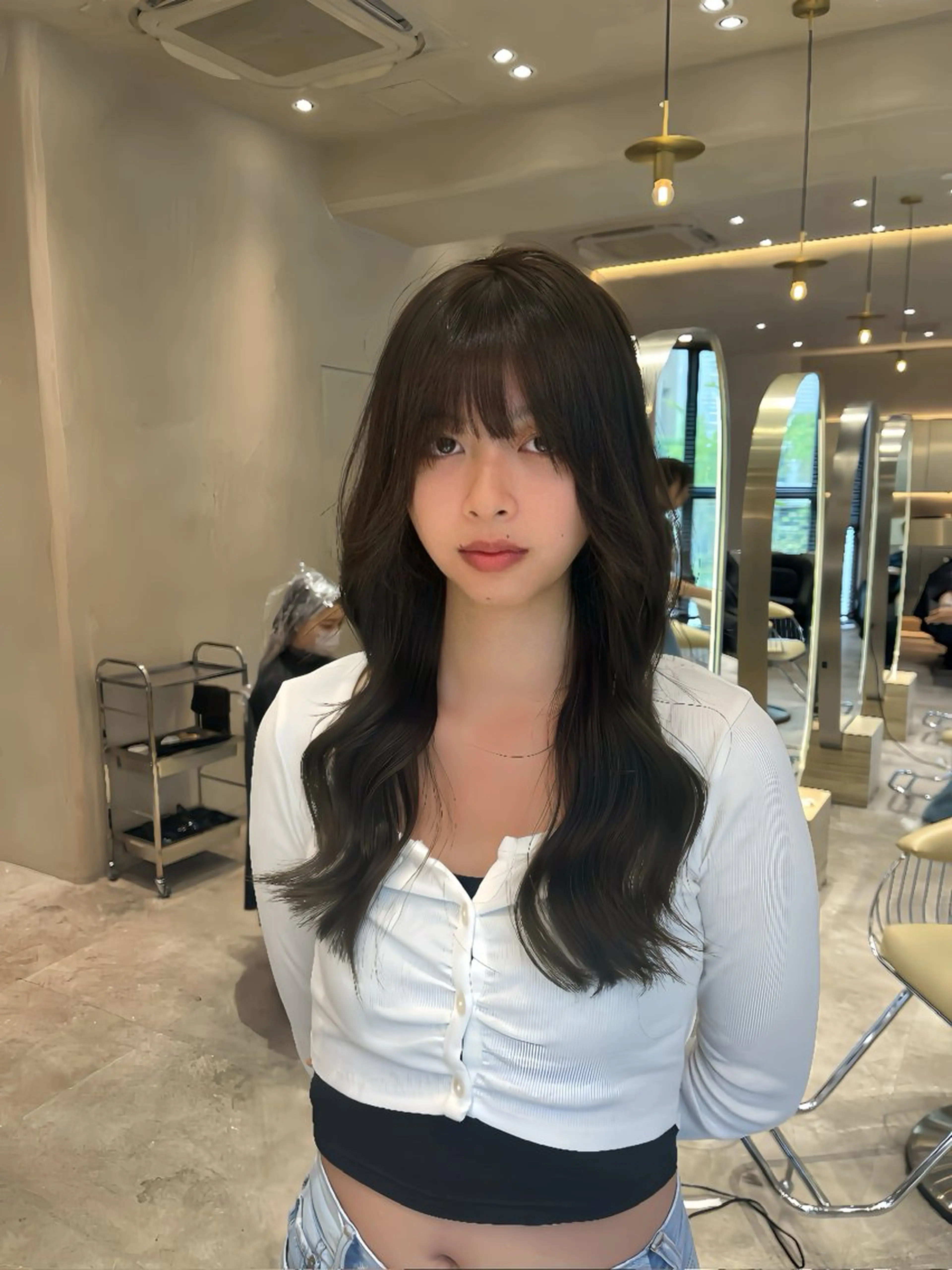 ロング カット ヘアカラー トリートメント 韓国ヘア/ベージュ カラー/髪質改善/涼のヘアスタイル