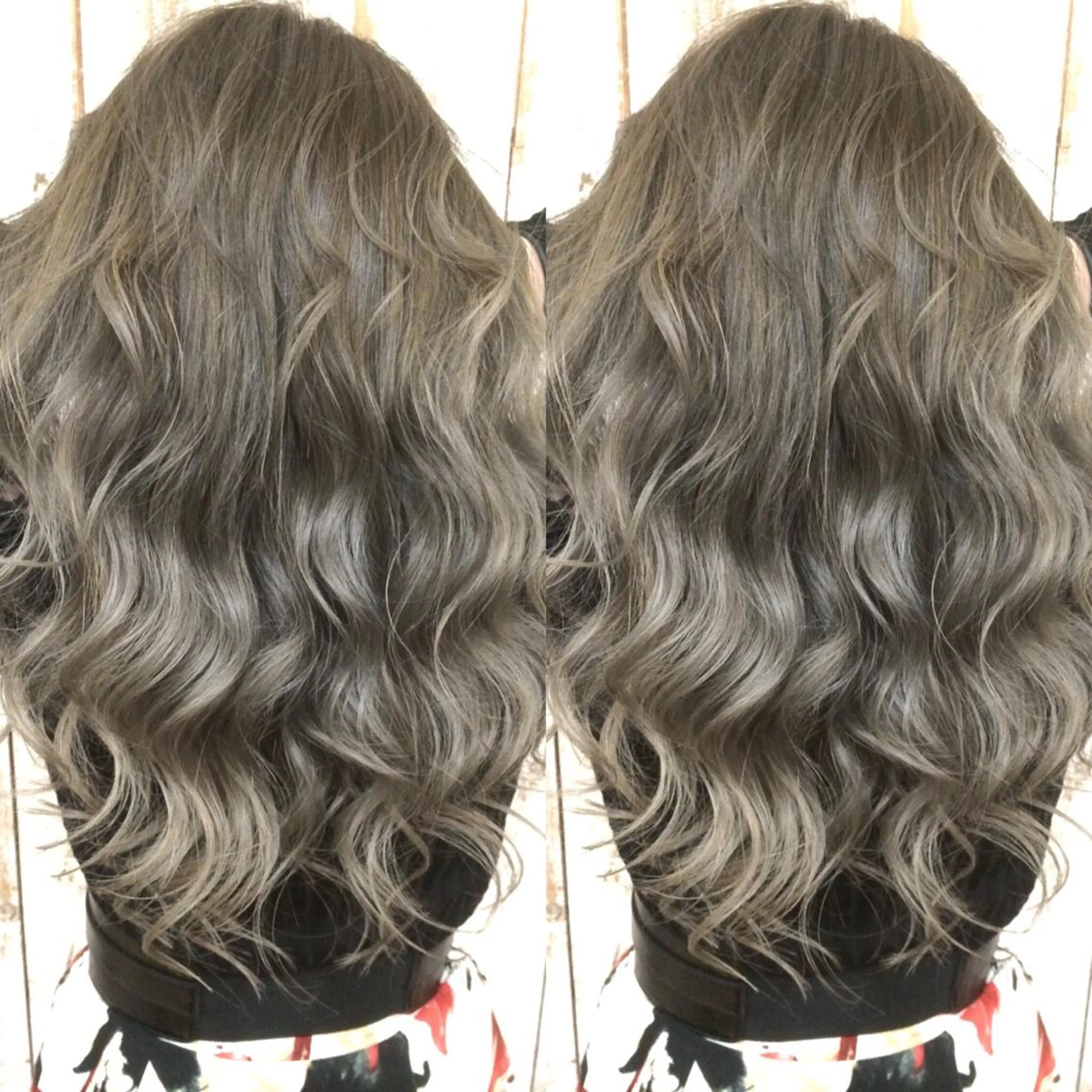 セミロング カラー バレイヤージュ シルバー レイヤーカット ヘアカラー トリートメント 井上 一平のヘアスタイル