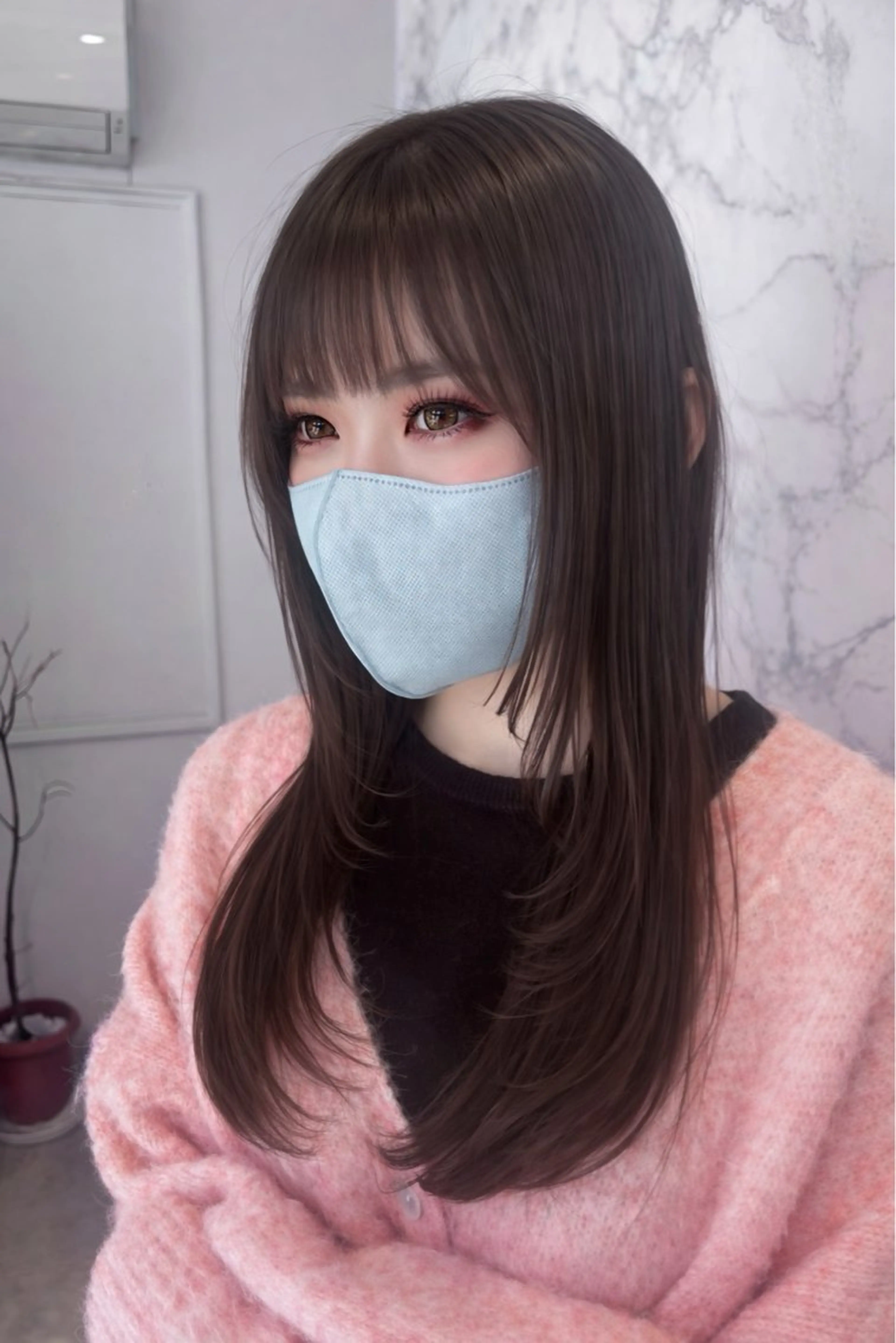 ロング 縮毛矯正 酸性ストレート カット トリートメント 🖤みらい🖤縮毛/ ブリーチモデル募集のヘアスタイル