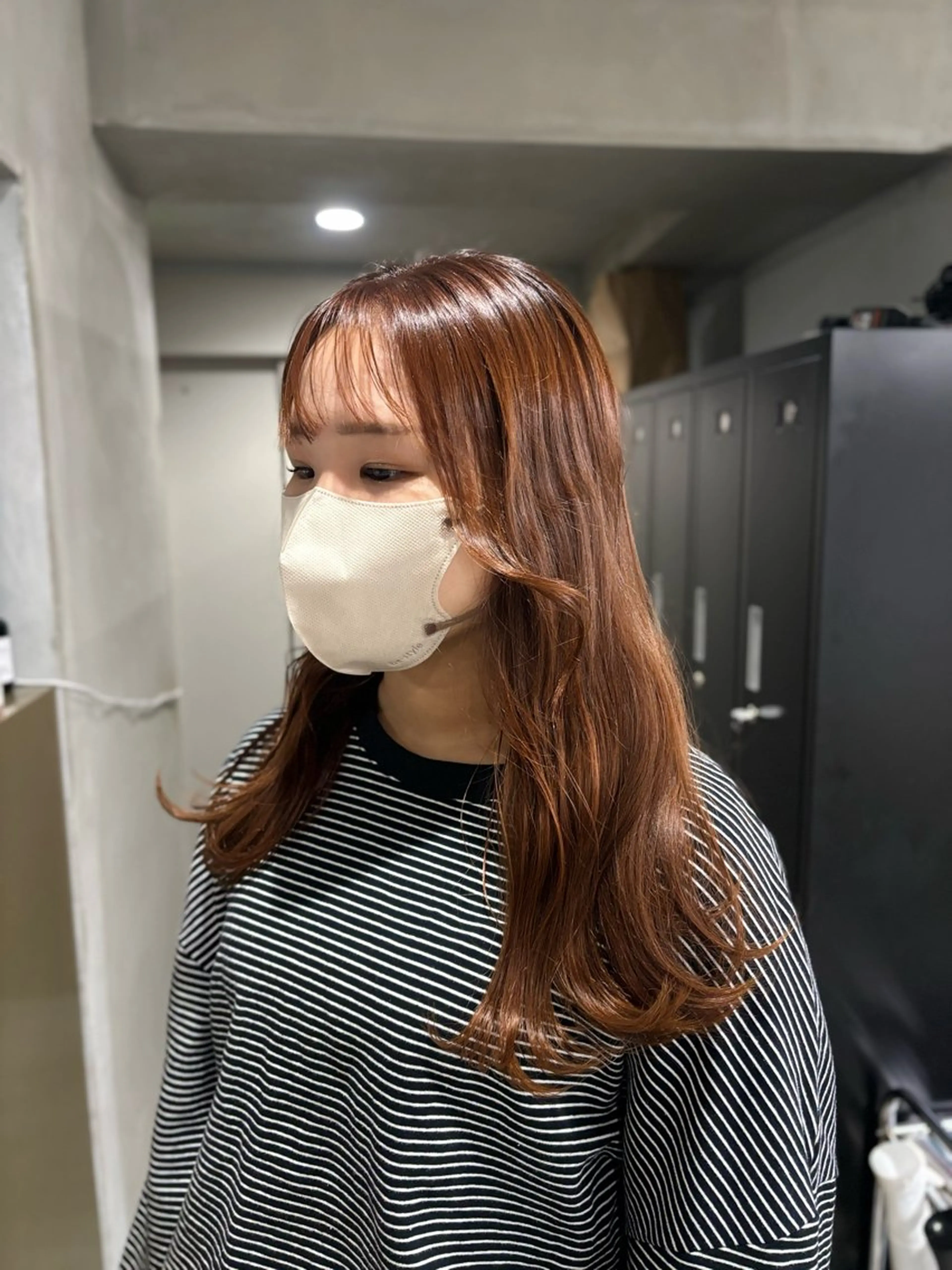 ロング カラー ブリーチ ブリーチなしカラー オレンジ 田代 佳穂のヘアスタイル