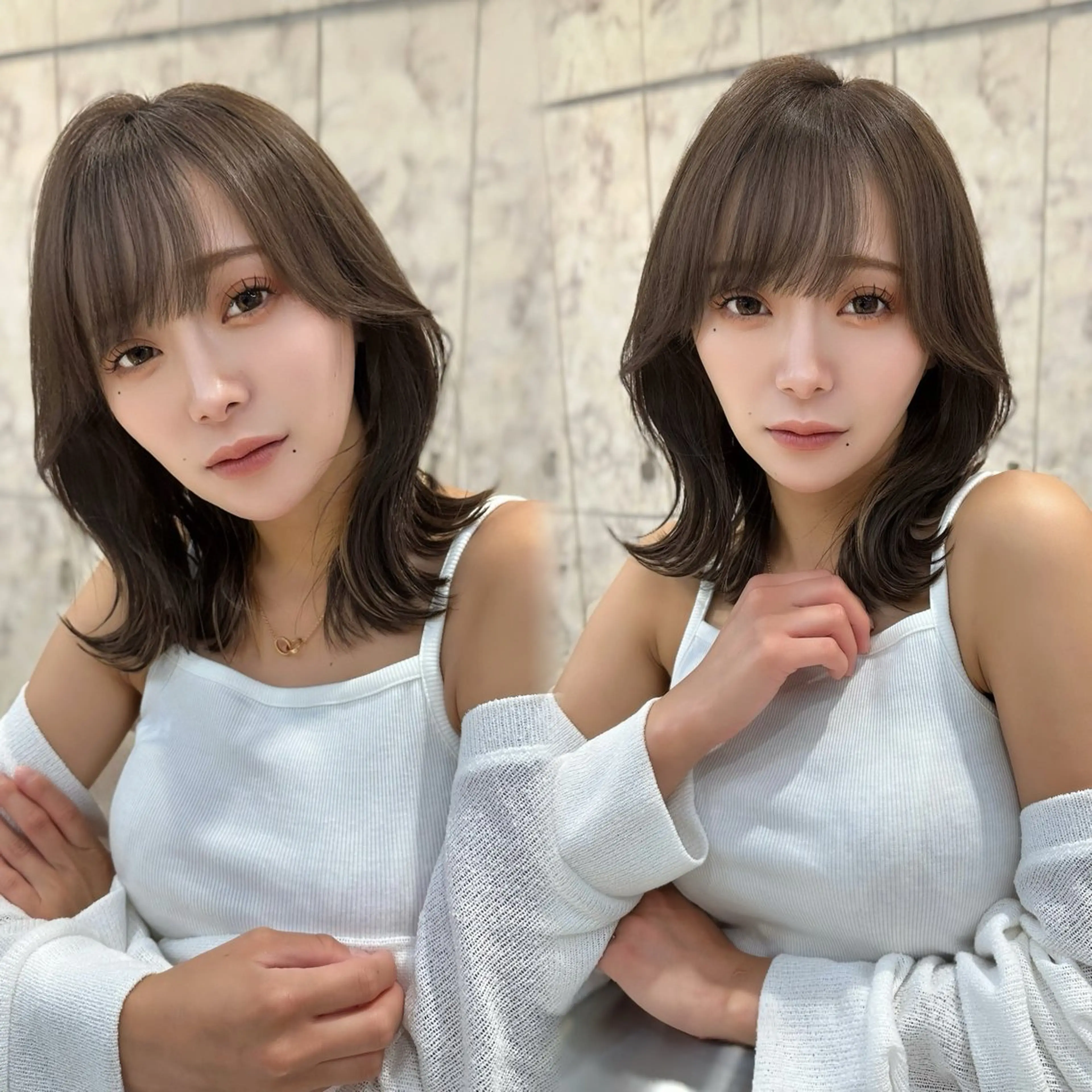 ミディアム カラー カット ヘアカラー トリートメント ヘッドスパ 髪質改善/韓国ヘア レイヤー/新宿/ロミのヘアスタイル