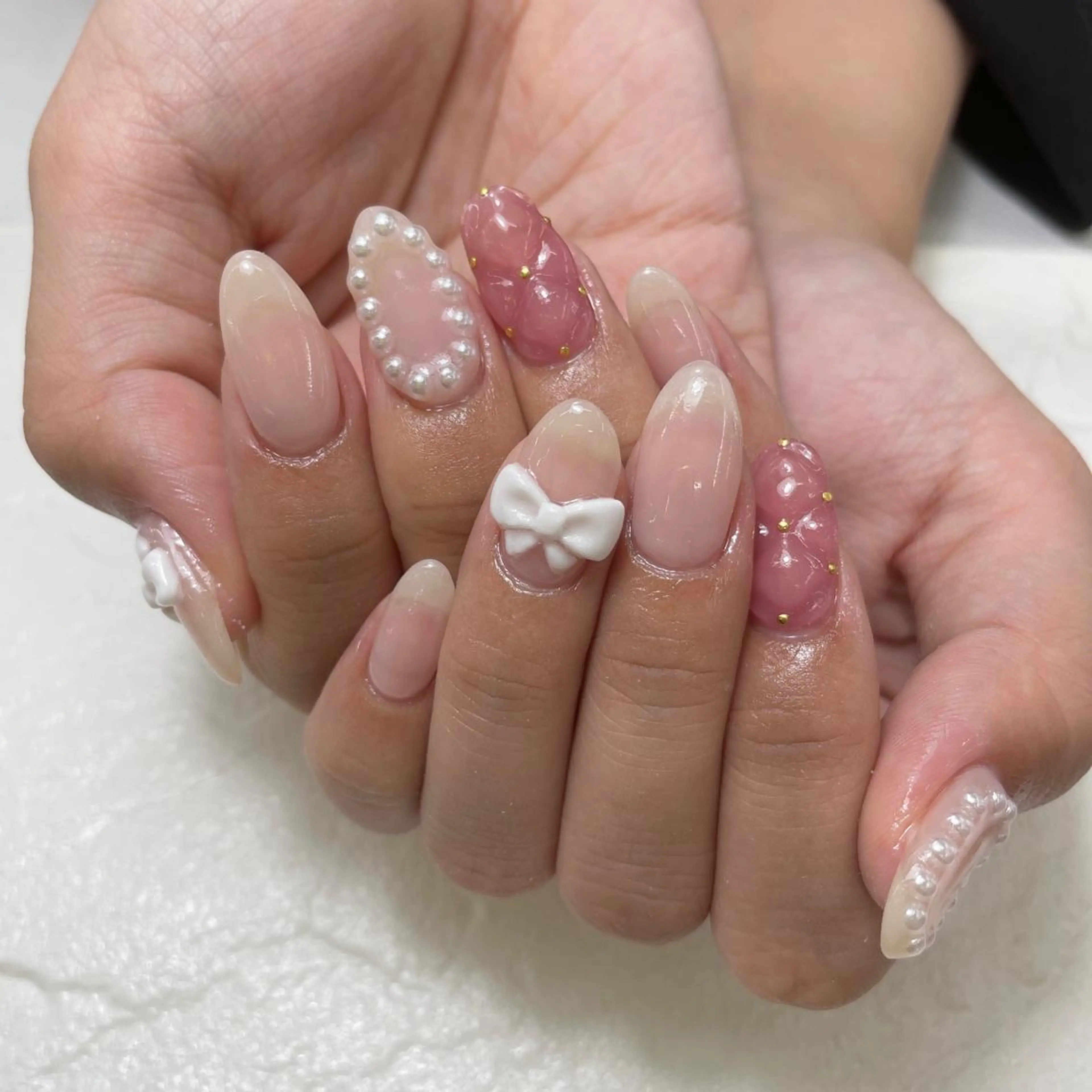 ネイル 持ち込み リボン Nail Blue512所属・Nailist MINORIのネイルデザイン