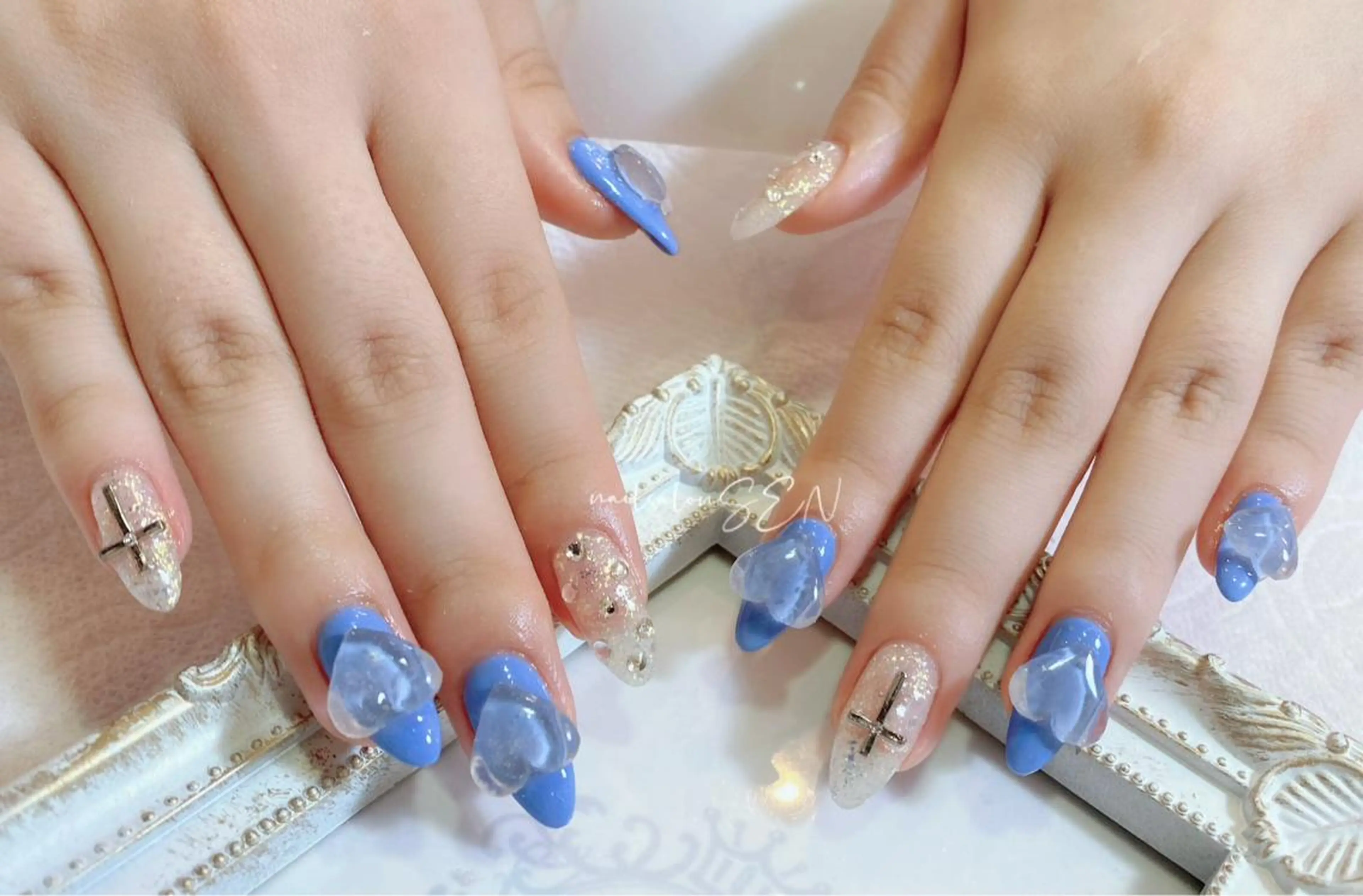 ネイル ハート 氷ネイル・うるうるネイル nailsalonsen所属・nail salon SENのネイルデザイン