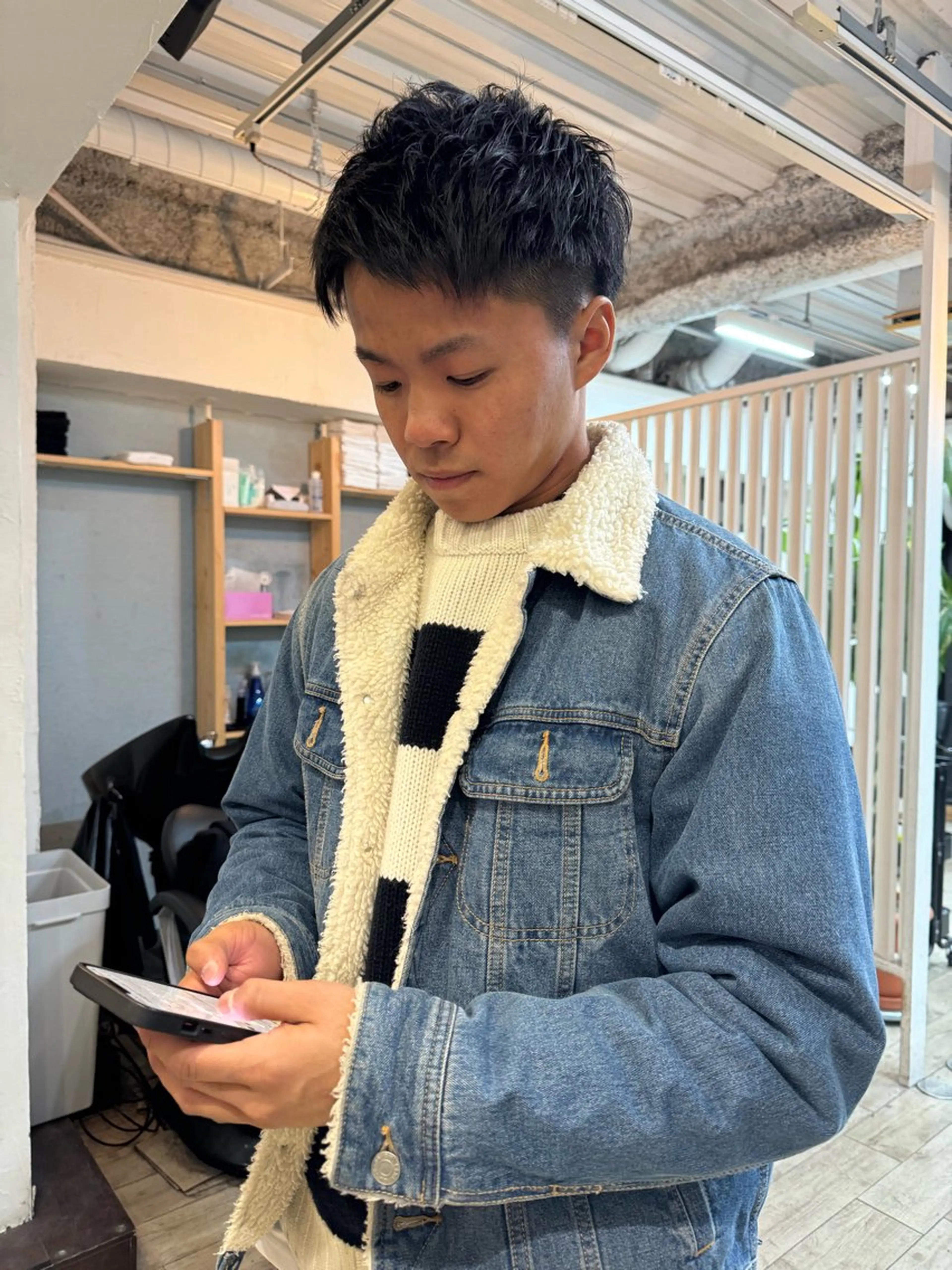 カラー パーマ メンズ アップバング センターパート マッシュ メンズパーマ スパイキーショート カット ヘアセット 【池袋/スパイキー ショート】ⓝⓘⓜⓤのヘアスタイル