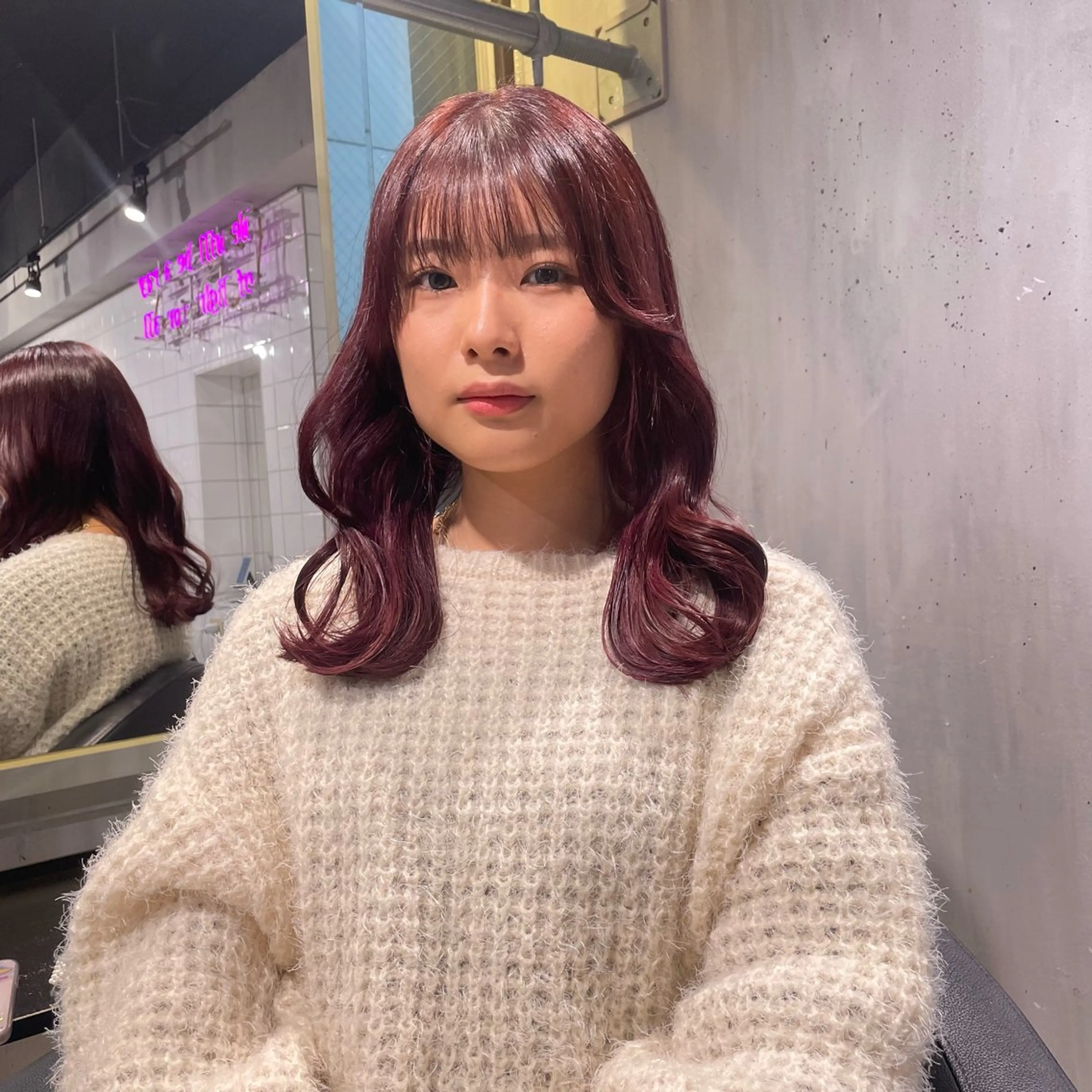 セミロング ヘアカラー 盛れる暖色🎀ガーリ ーヘア🎀きっかのヘアスタイル