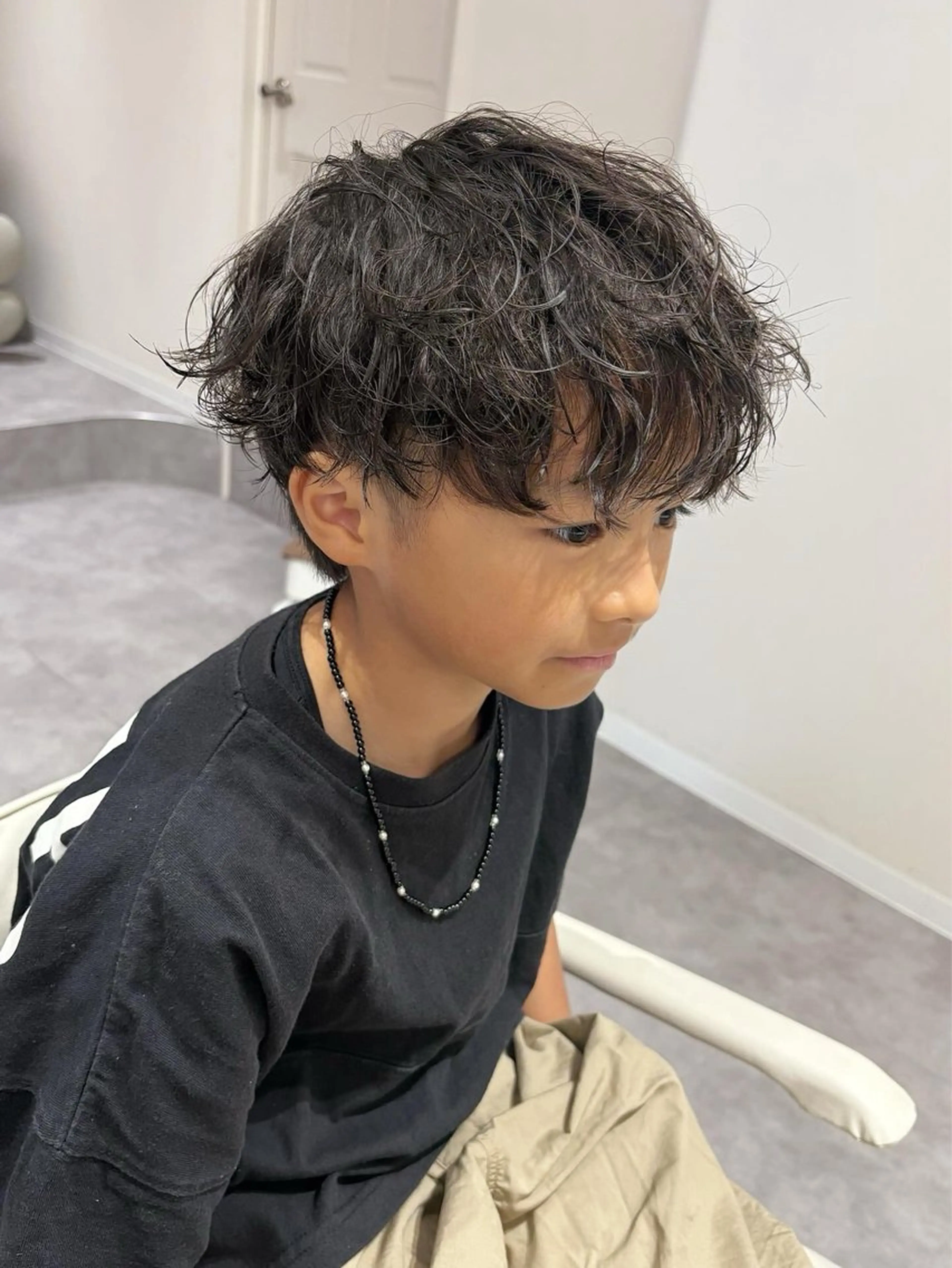 パーマ メンズ キッズ カット パーマ 増渕 駿介のヘアスタイル