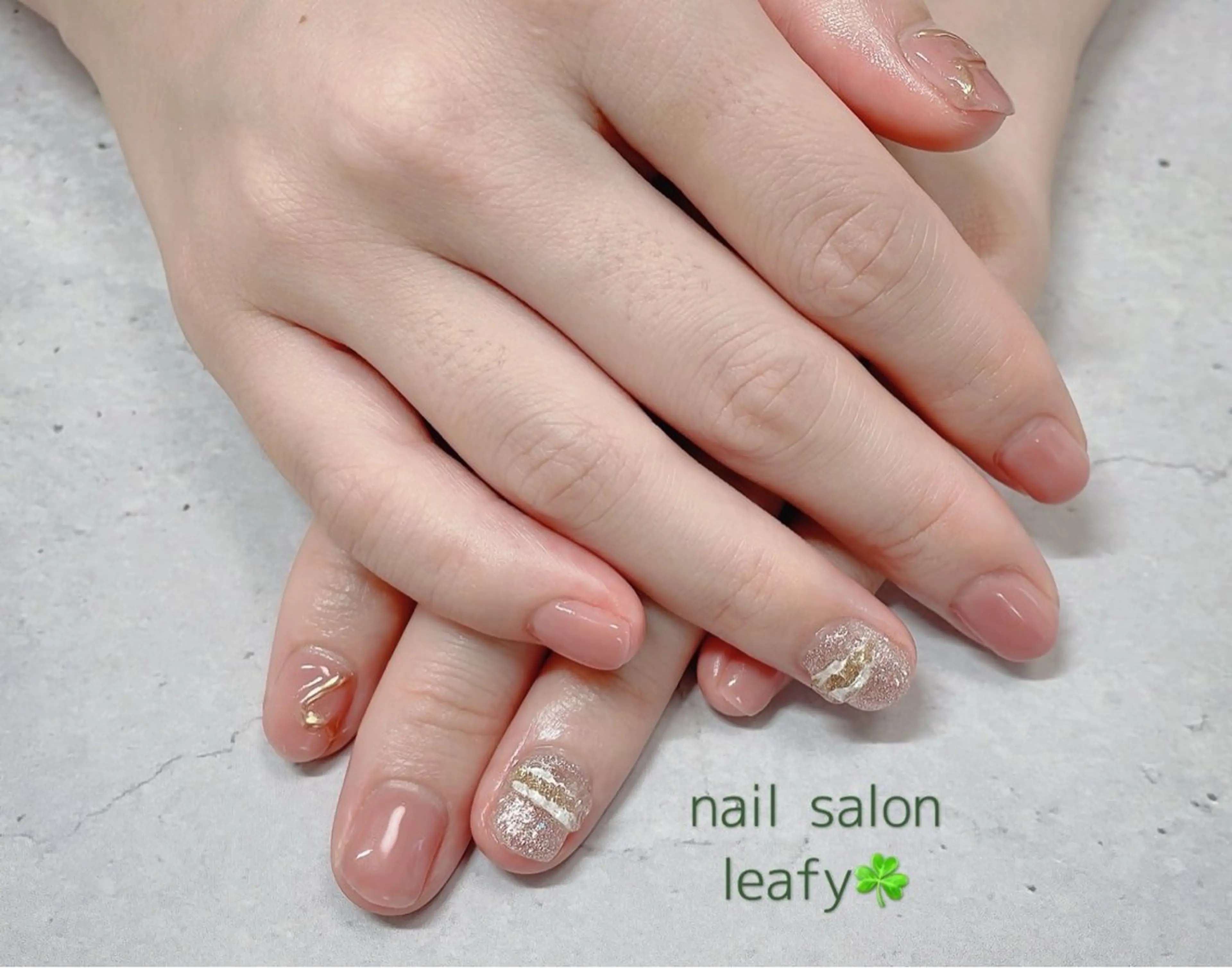 ネイル アートネイル ニュアンスネイル ピンク ネイルサロン leafyのネイルデザイン