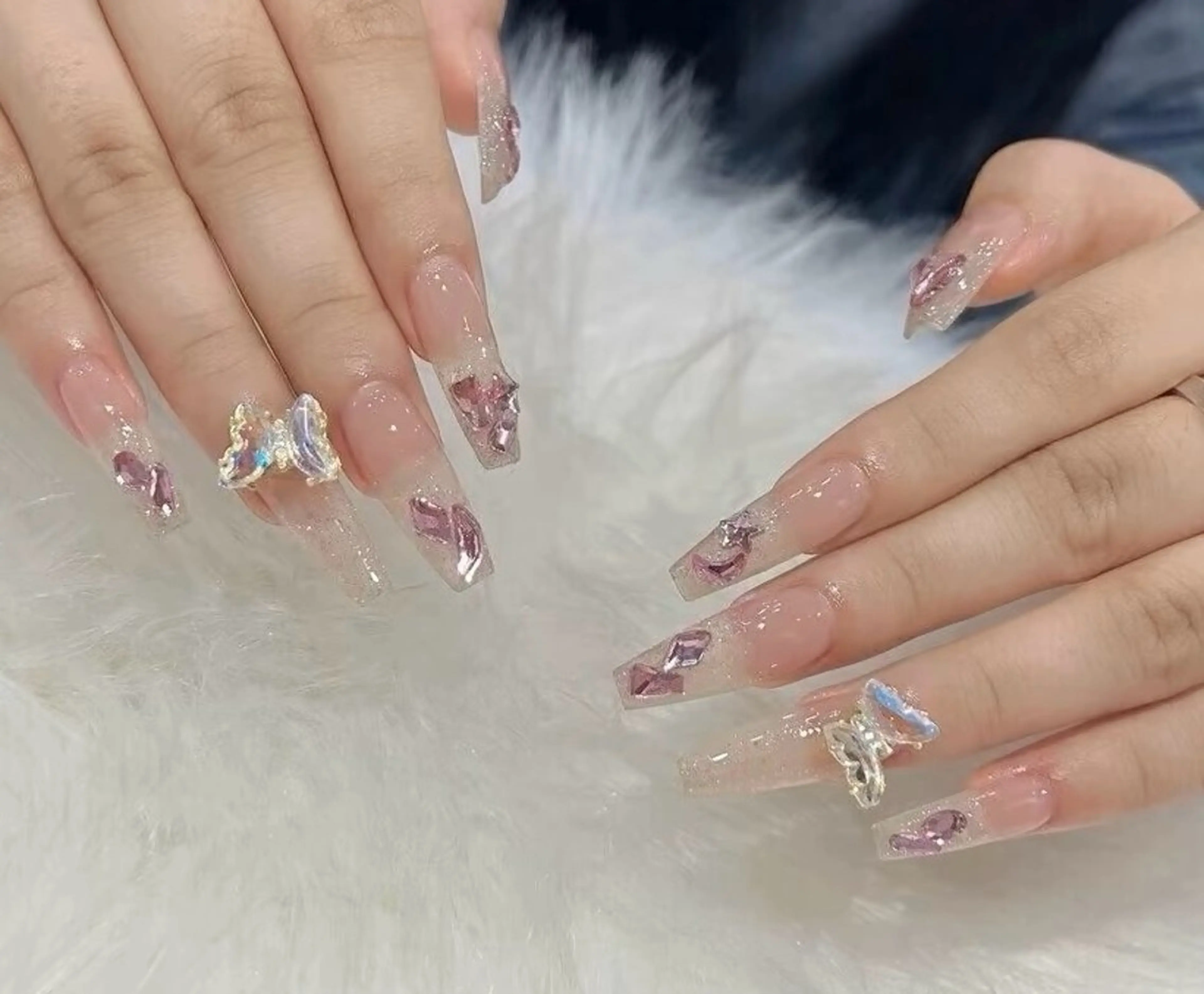 ネイル チークネイル 長さ出し フレンチネイル ガーリー 韓国ネイル sun nail池袋 モデル募集のネイルデザイン