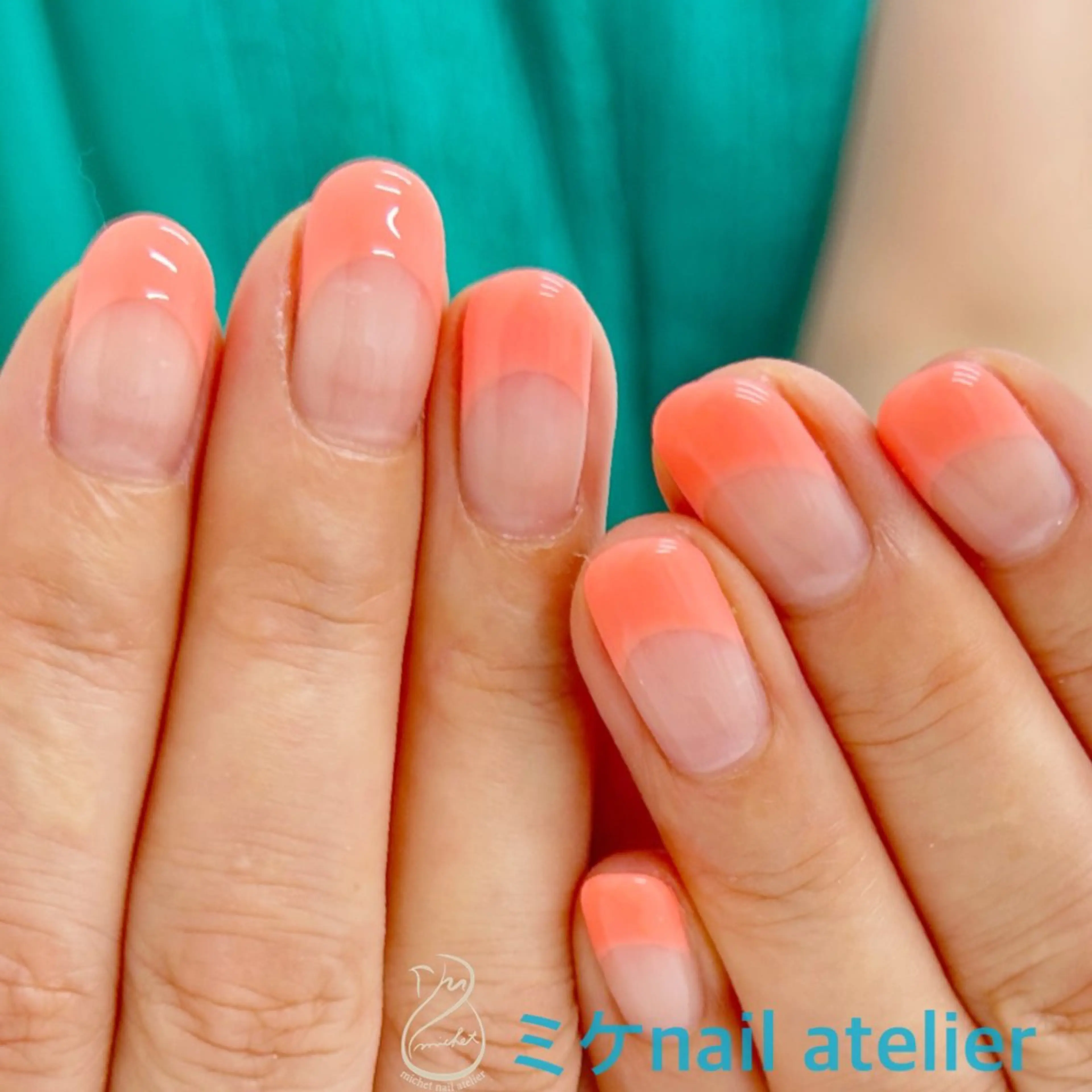 ネイル フレンチネイル ジェルネイル オレンジ パステルネイル シンプルネイル ハンドネイル h. rikaのネイルデザイン