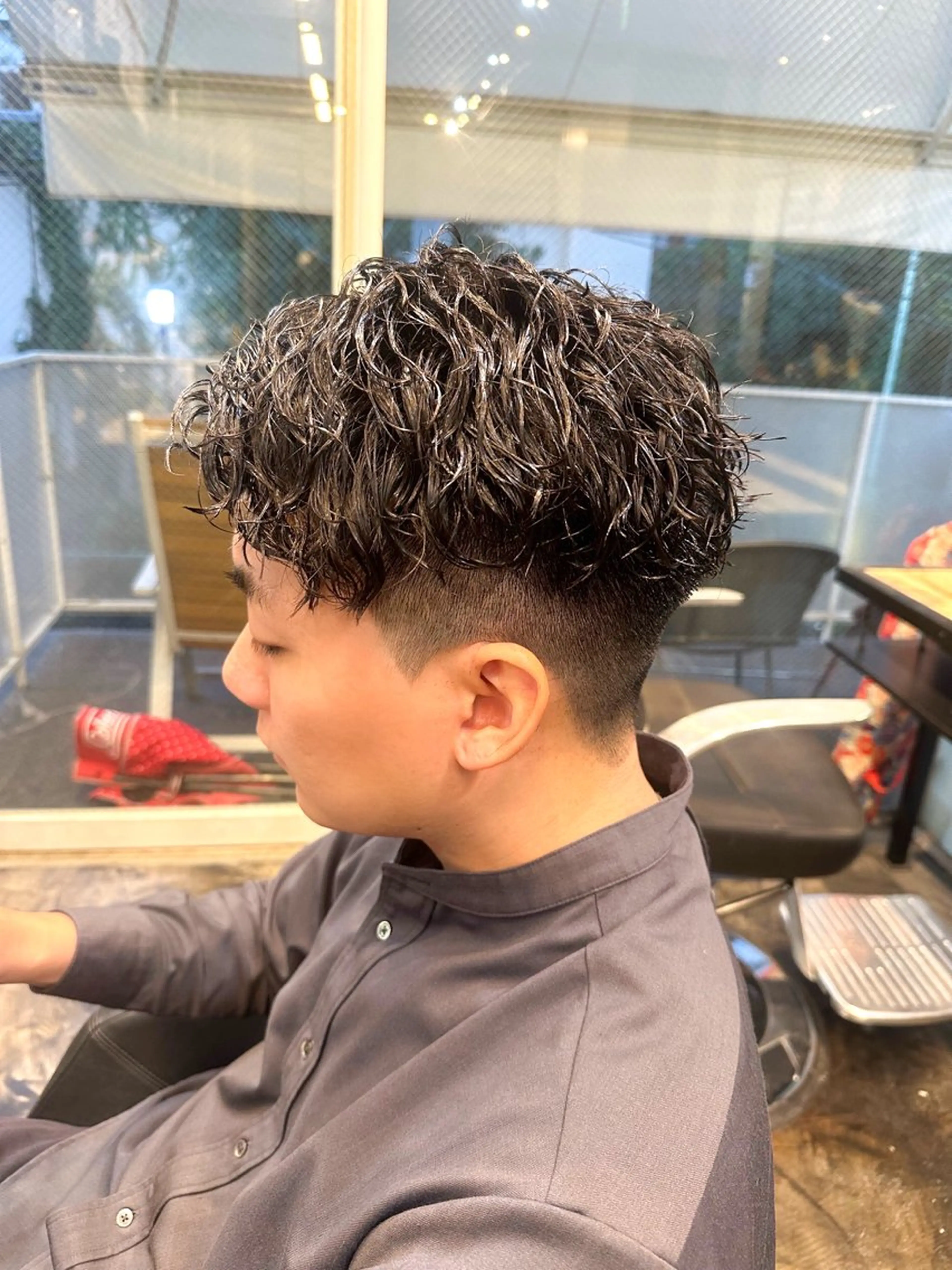 ショート パーマ メンズ メンズパーマ ツイストスパイラルパーマ スパイラルパーマ カット パーマ トリートメント ツイスパ/メンズ パーマ/歩夢のヘアスタイル