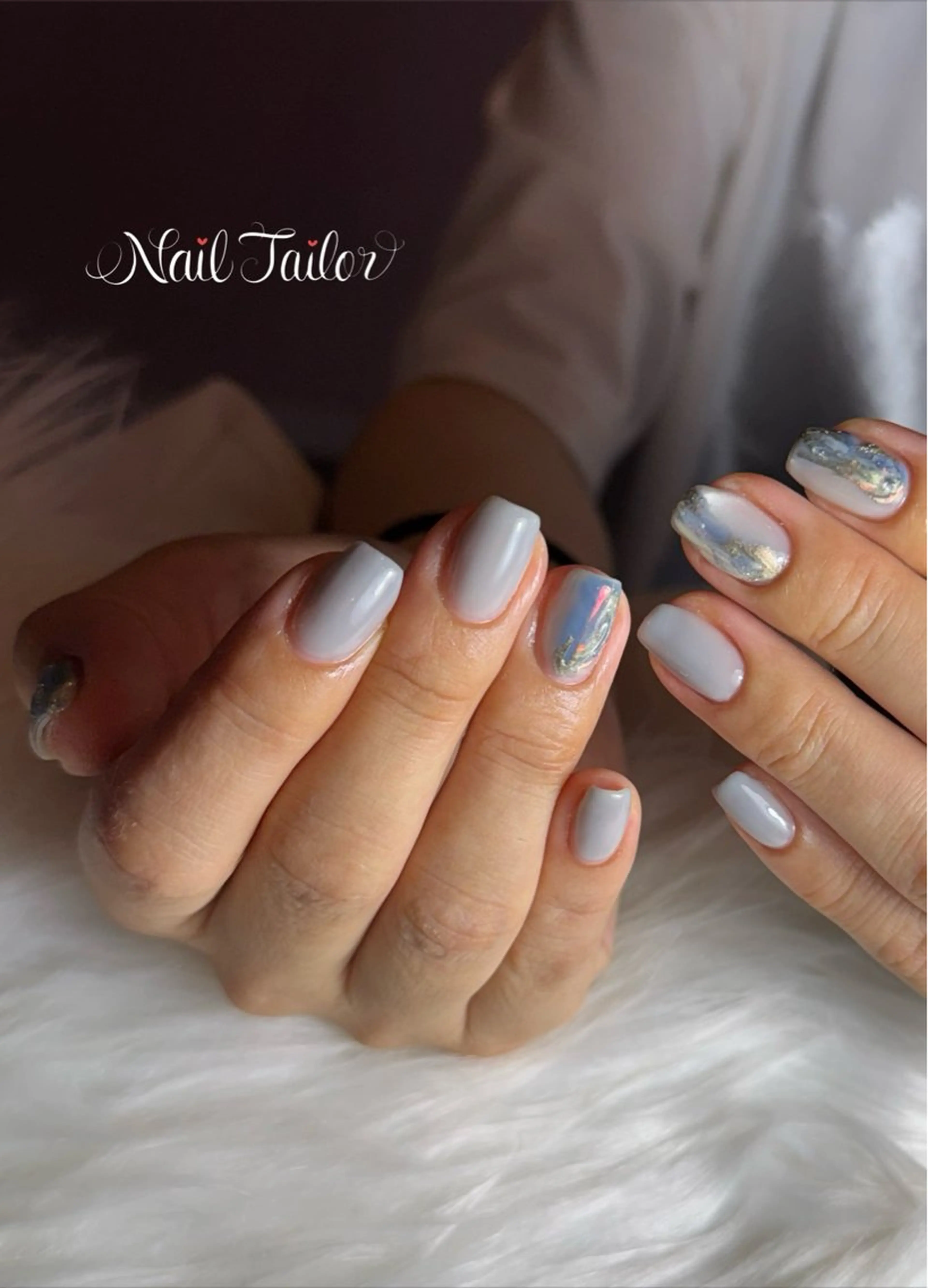 ネイル アートネイル クリアネイル ジェルネイル ラメ(グリッター) 水色 ハンドネイル 〜Nail Tailor〜　ネイルテイラー所属・NailTailor ネイルテイラーのネイルデザイン