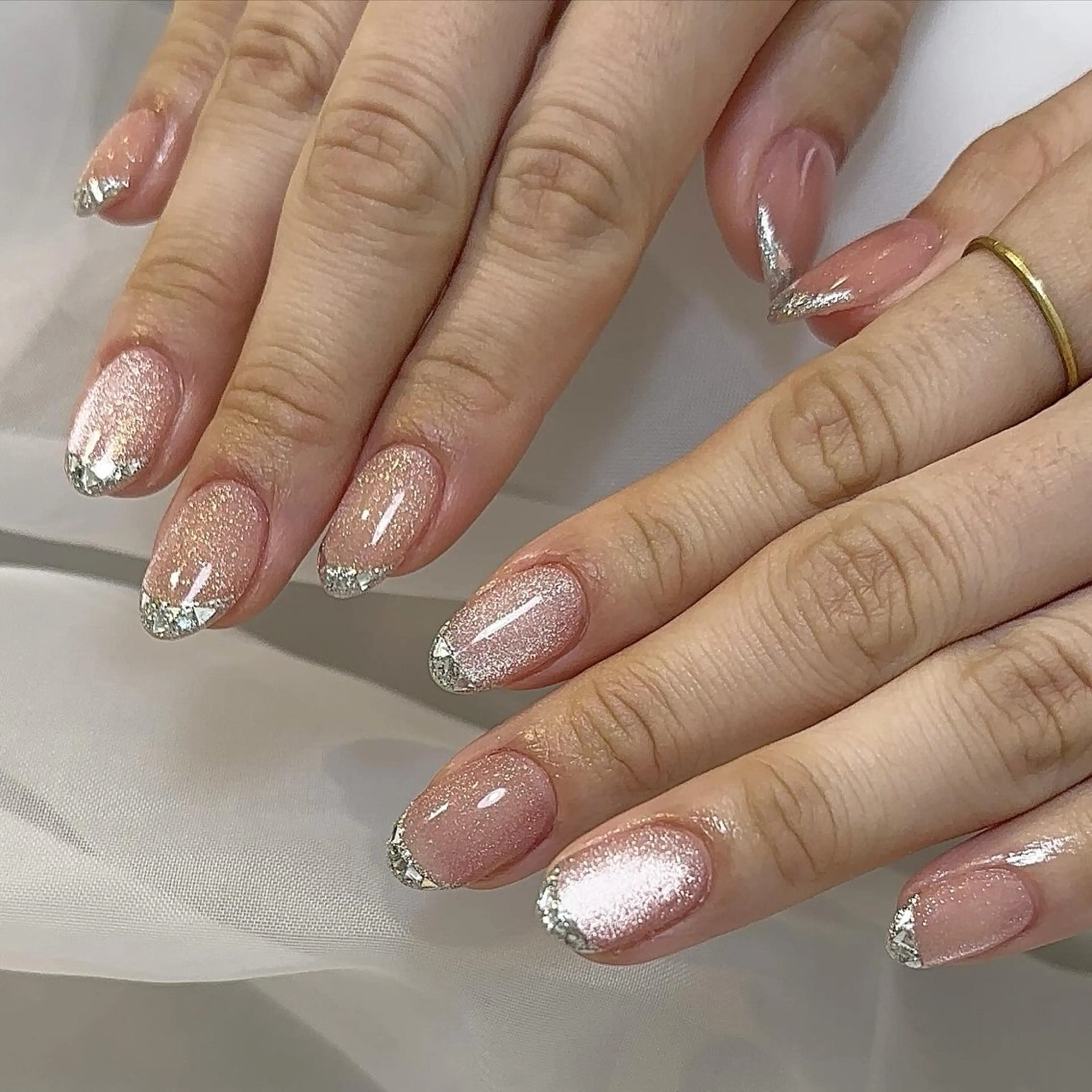 ネイル フレンチネイル ガラスフレンチ めそぴ ネイルのネイルデザイン